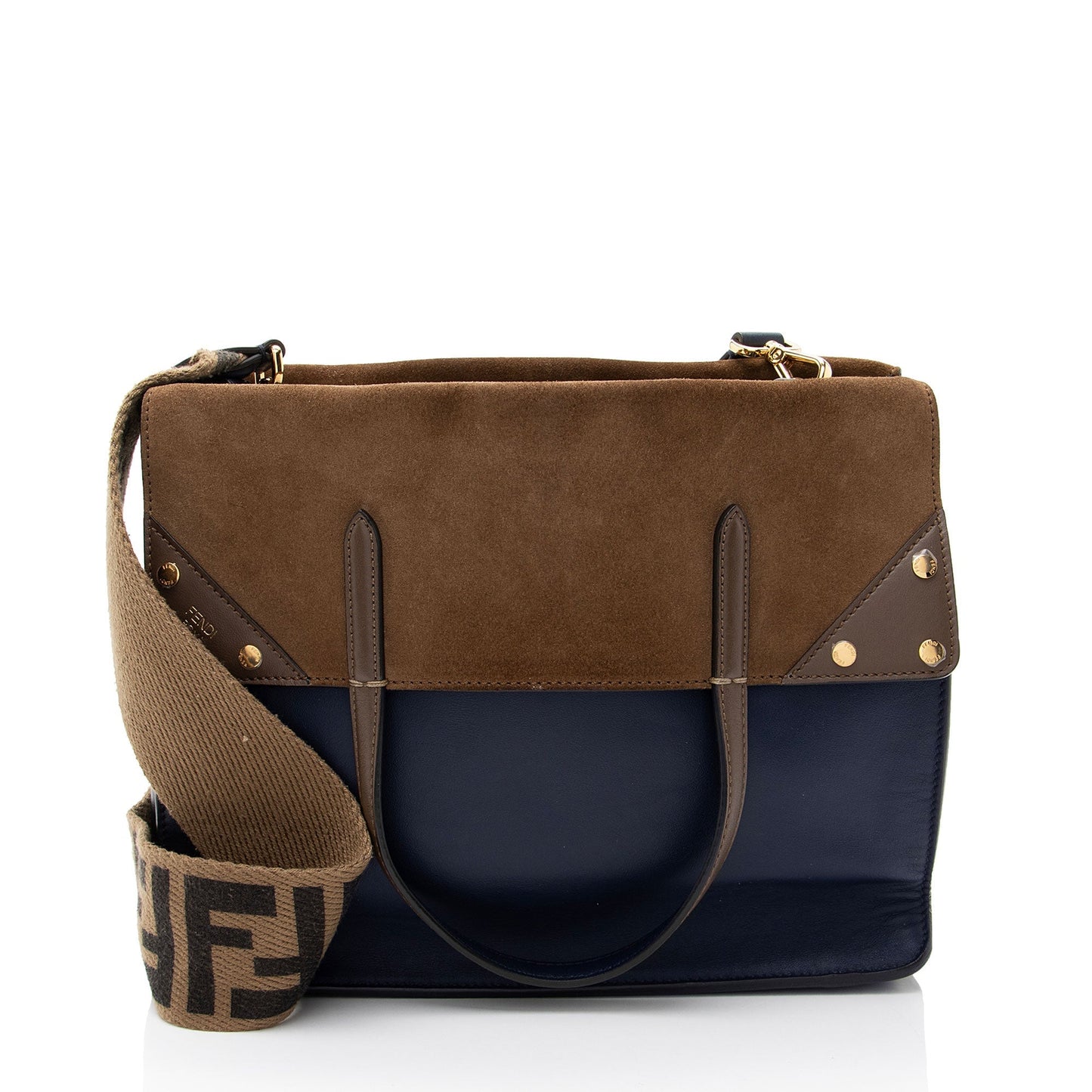 Fendi Calfskin Grace Flip Tote Suede Tote Bag