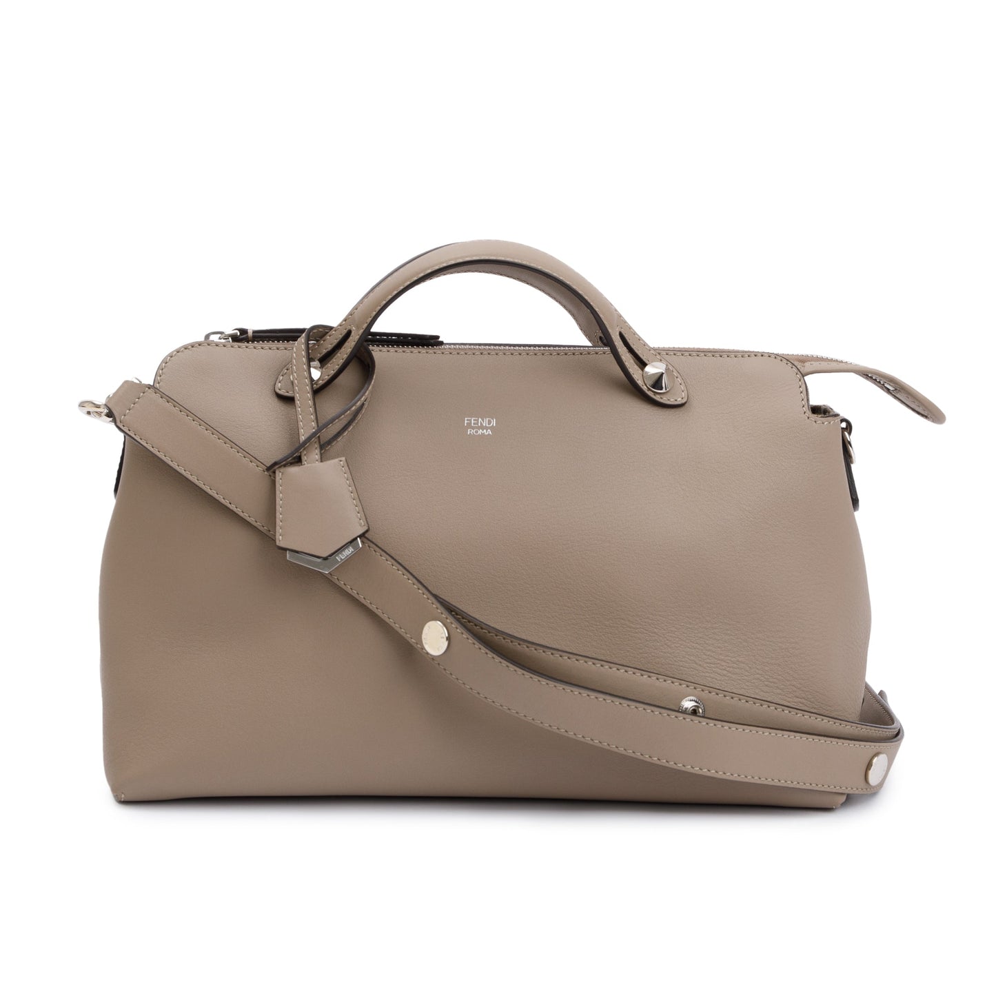 Fendi Taupe Calfskin By The Way Handle Bag Leather Large Travel Bag