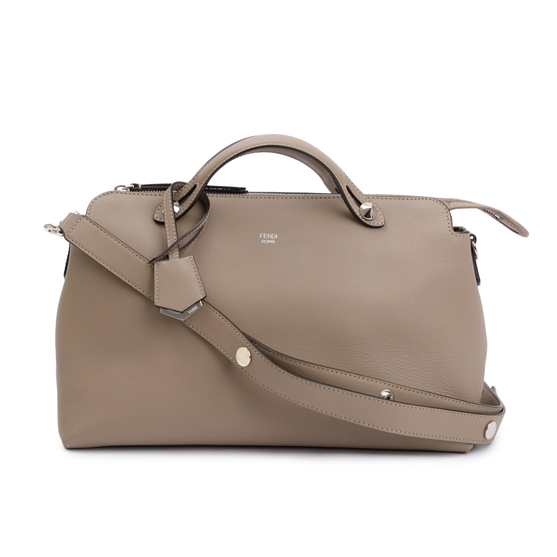 Fendi Taupe Calfskin By The Way Handle Bag Leather Large Travel Bag