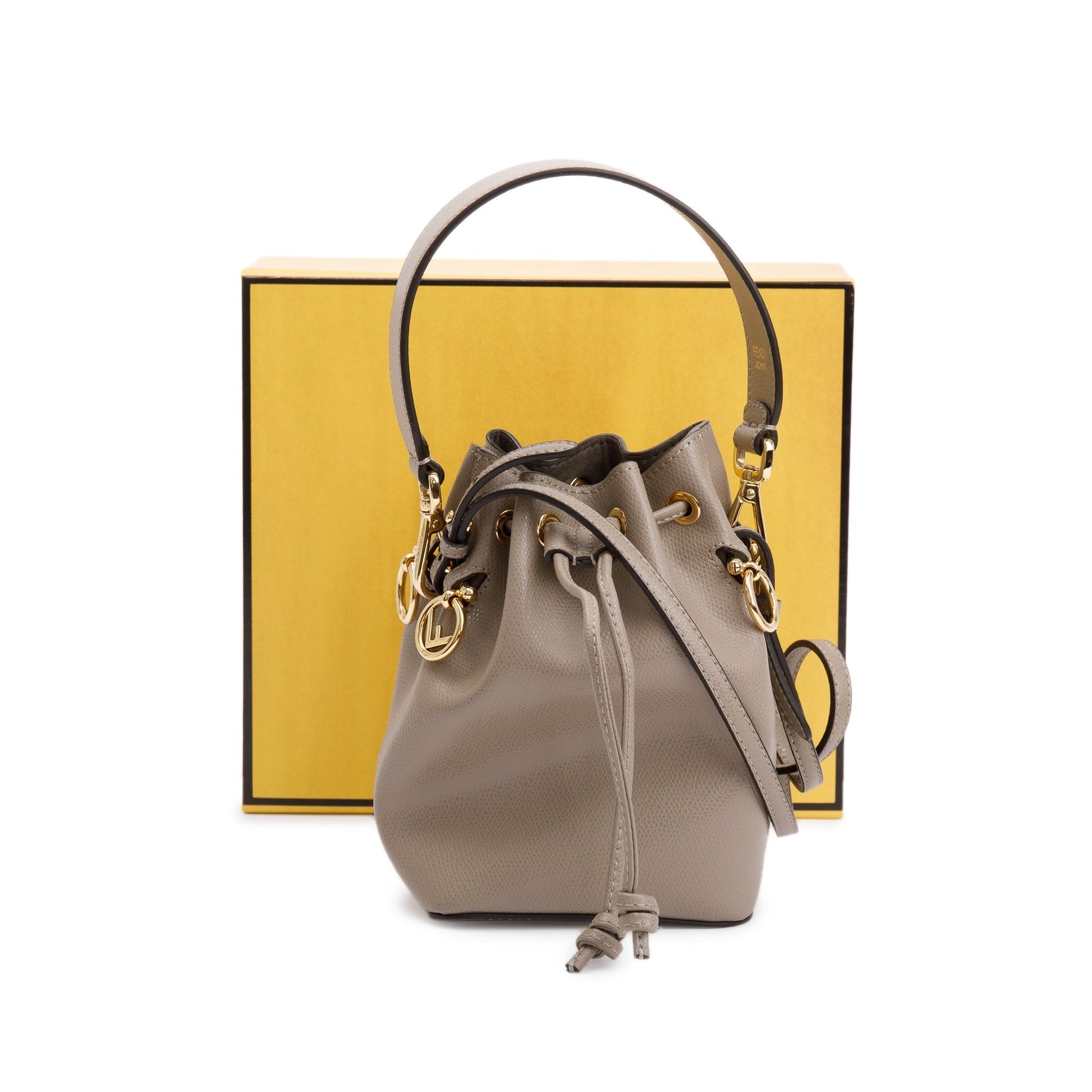Fendi Taupe Calfskin Mon Tresor Bag Leather Mini Bucket Bag