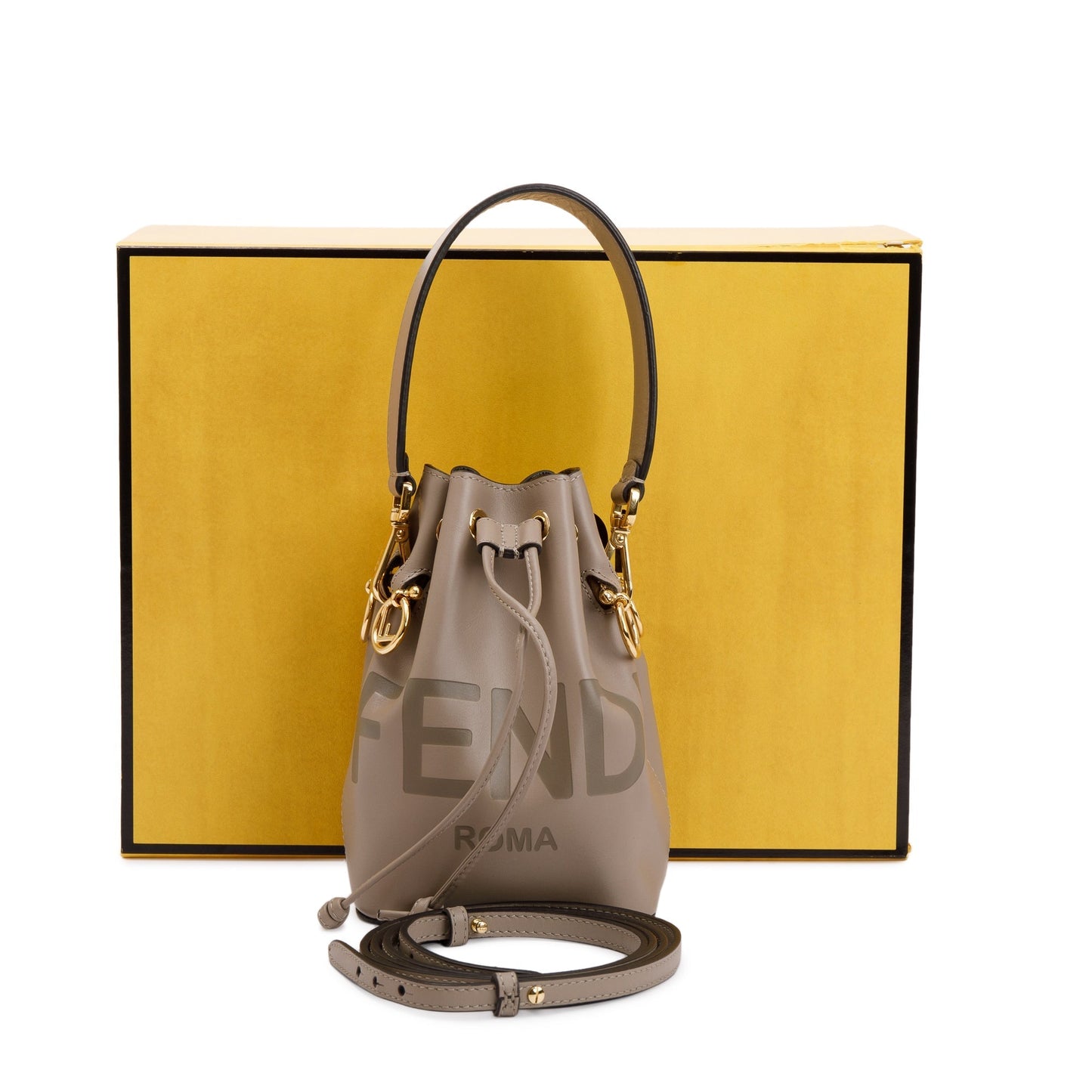 Fendi Taupe Calskin Mon Tresor Bag Leather Mini Bucket Bag