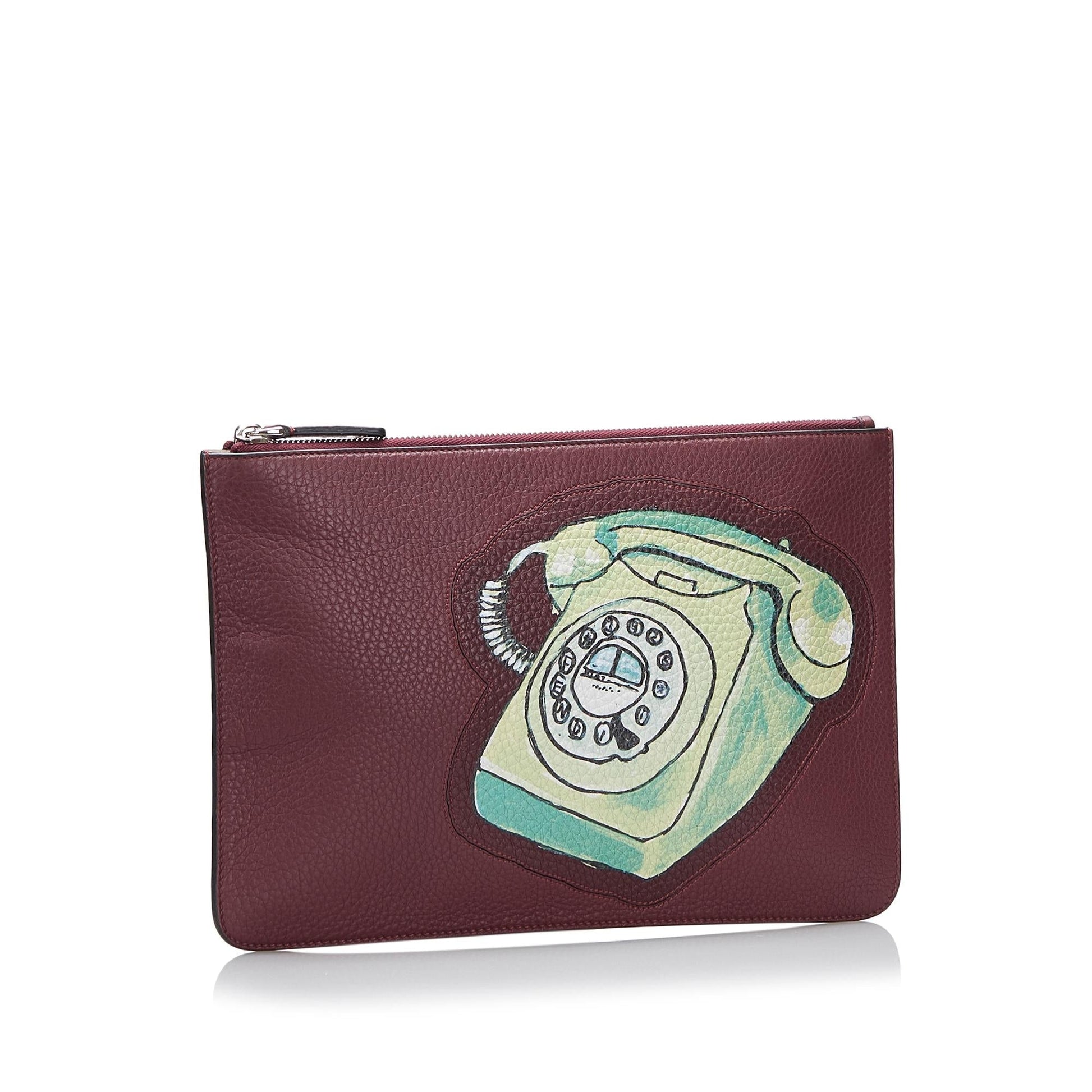 Fendi Telephone Clutch Shg Xvnet2 Leather Clutch Bag
