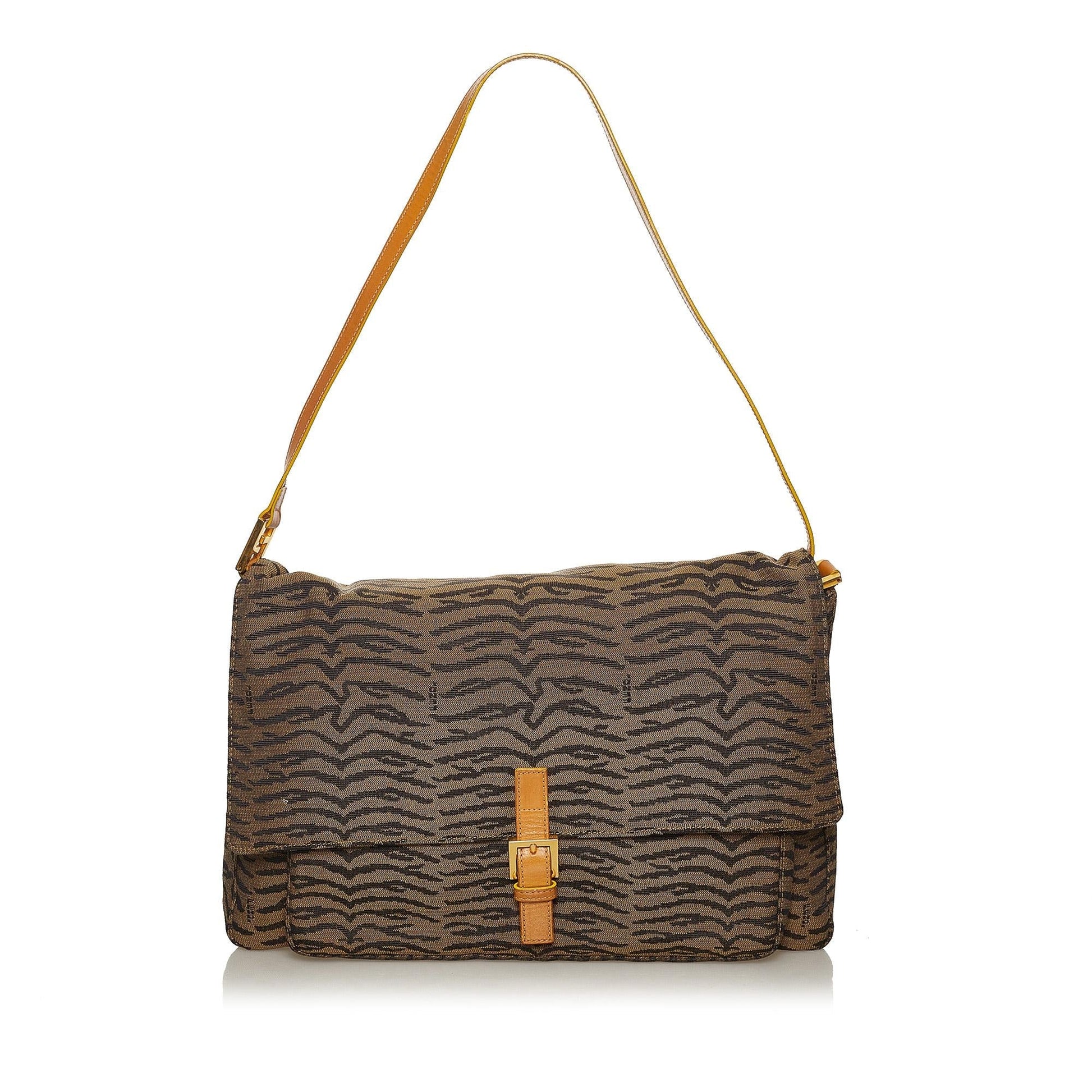 Fendi Tiger Print Shoulder Bag Shg Canvas