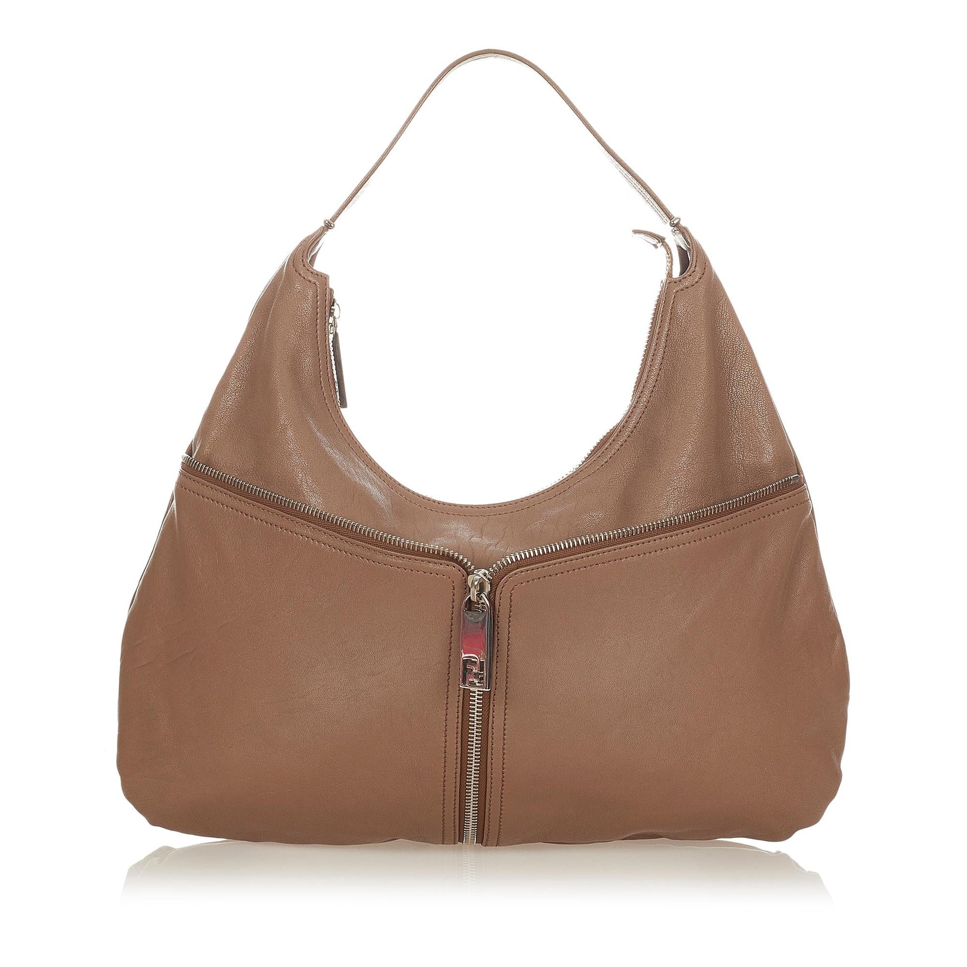 Fendi Unzipped Shoulder Bag Shg Leather