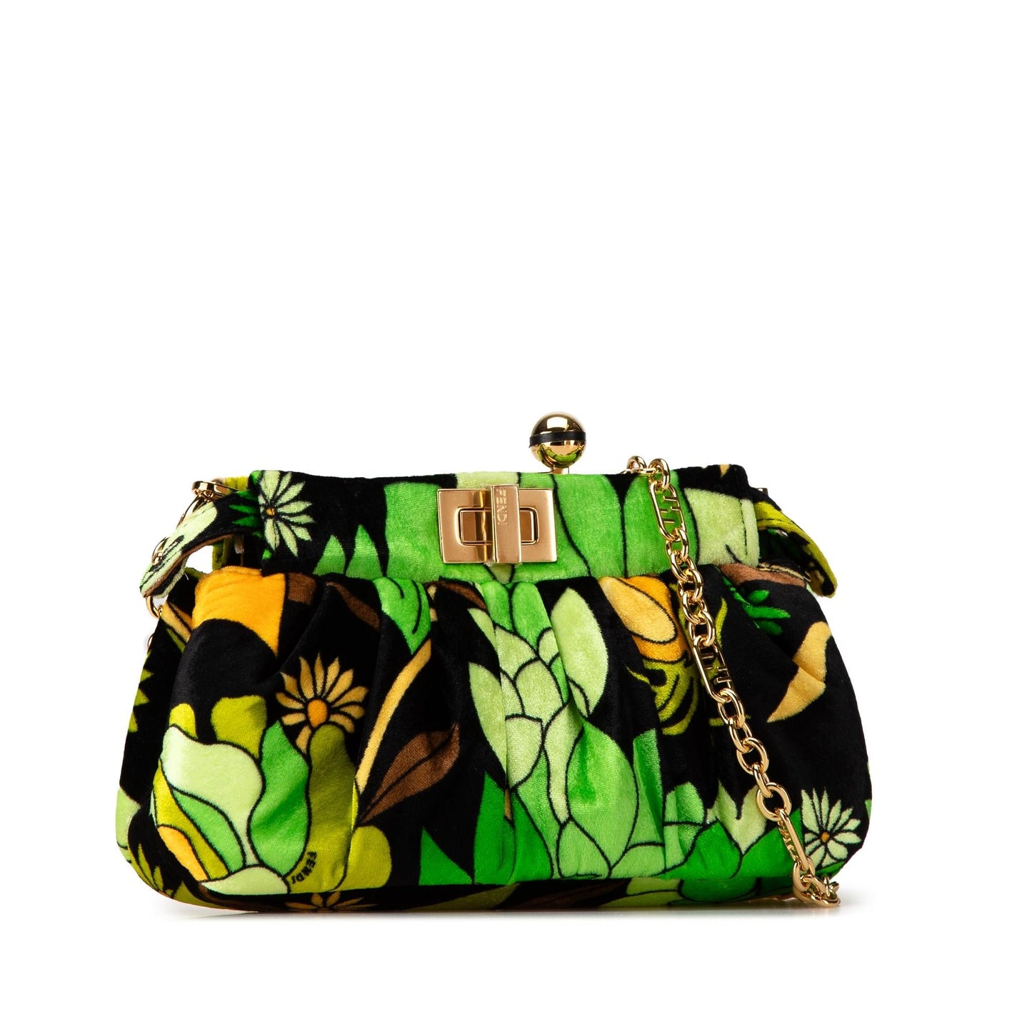 Fendi Velvet Peekaboo Click Clutch On Chain Clutch Bag