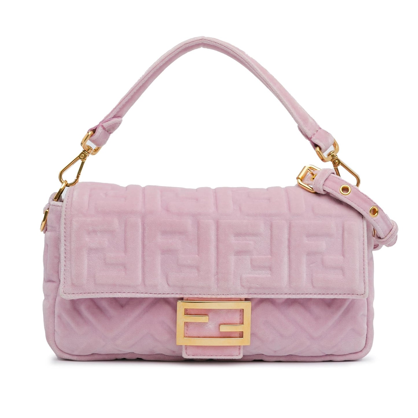 Fendi Velvet Zucca Baguette Satchel Shg Ev17Vo Embossed Satchel Bag