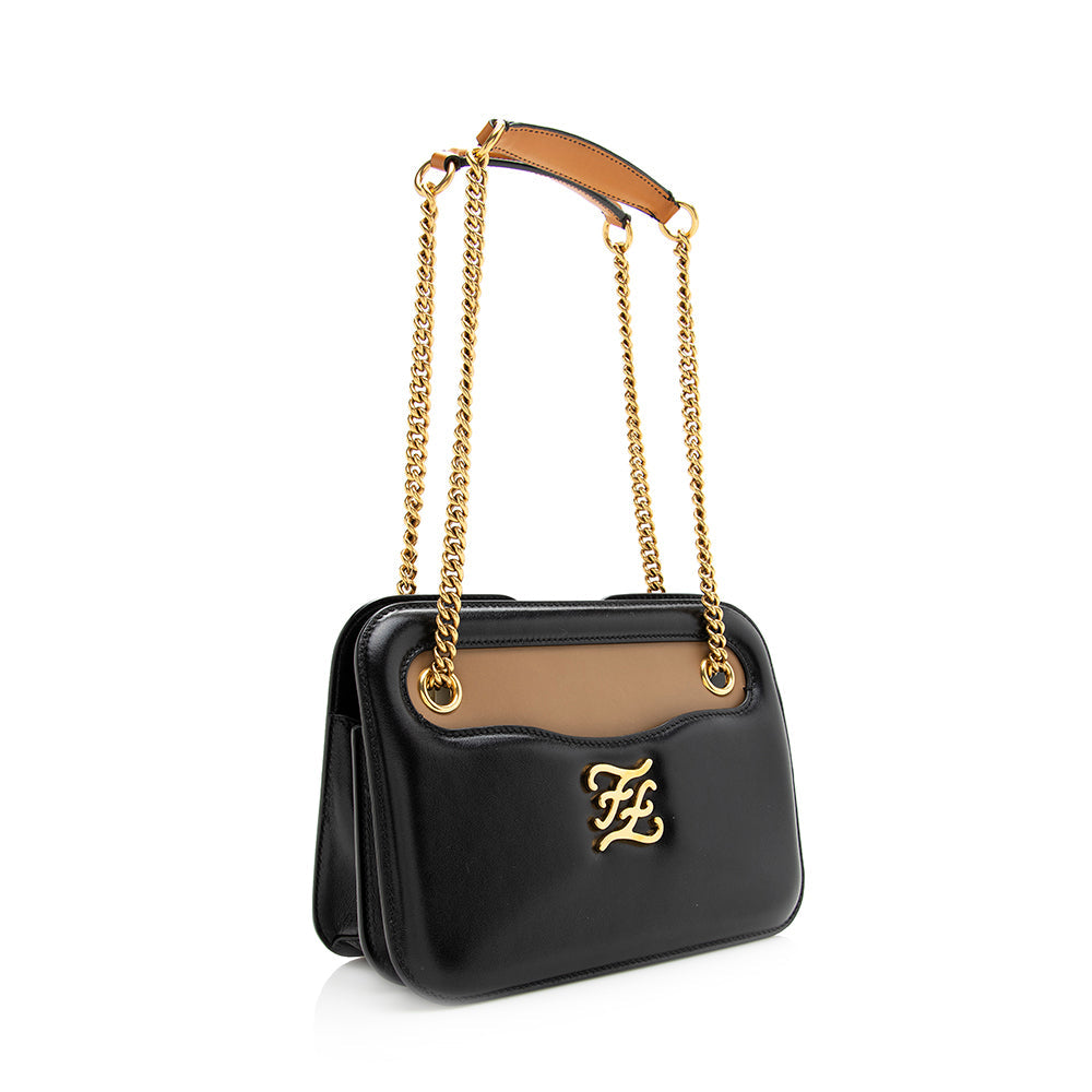 Fendi Glacier Karligraphy Pocket Shoulder Bag Shf Leather Vitello