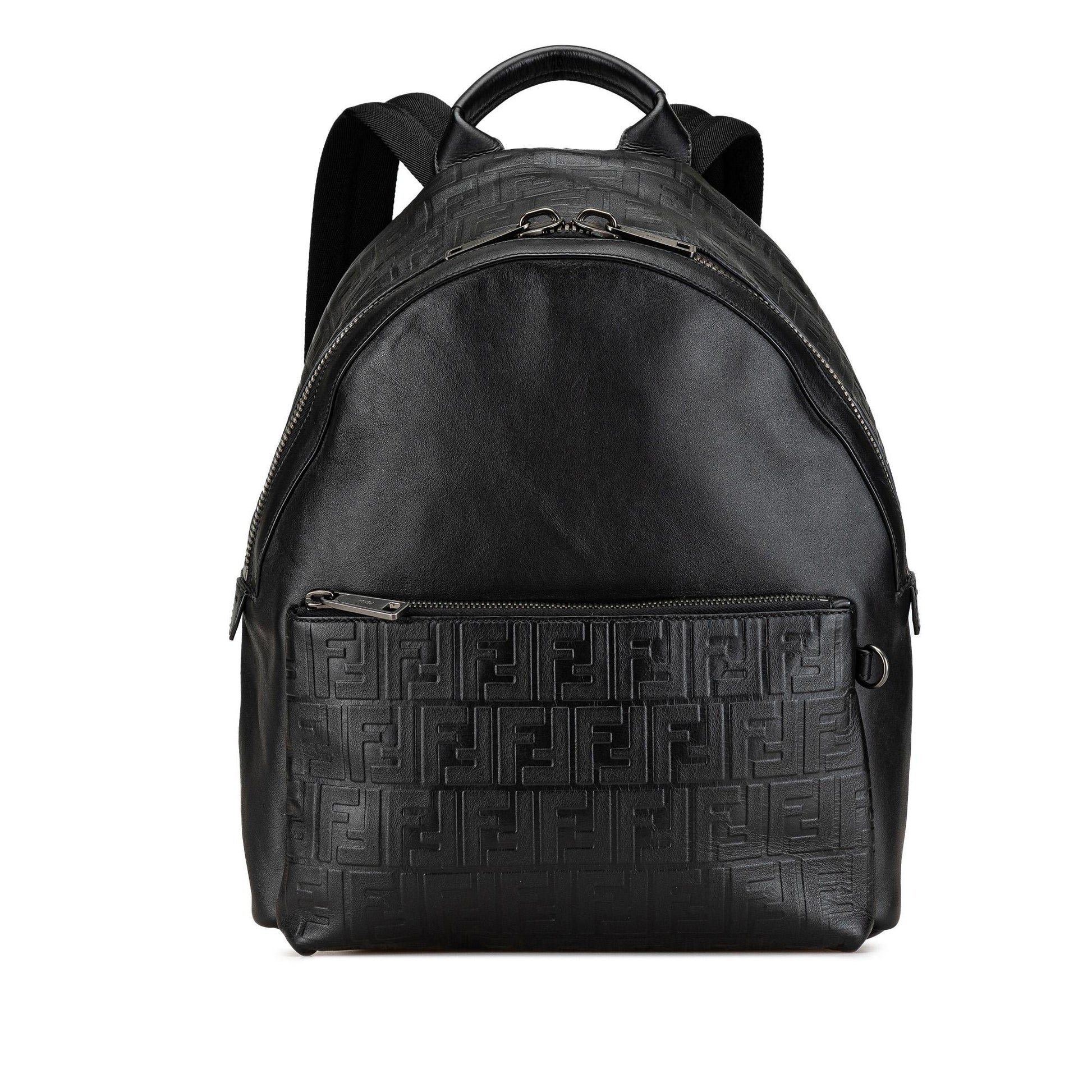Fendi Grace Zucca Backpack Leather Vitello Embossed