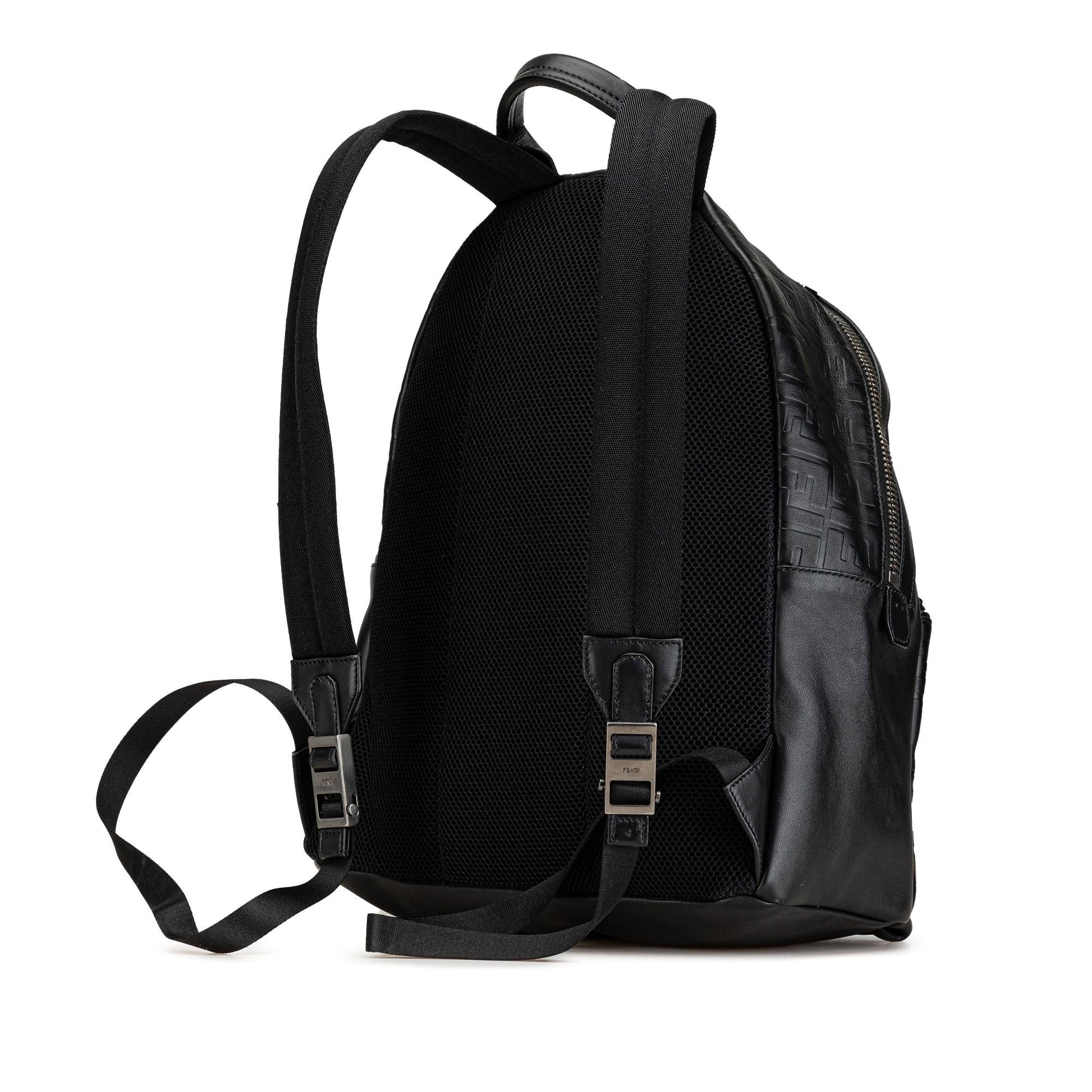 Fendi Grace Zucca Backpack Leather Vitello Embossed