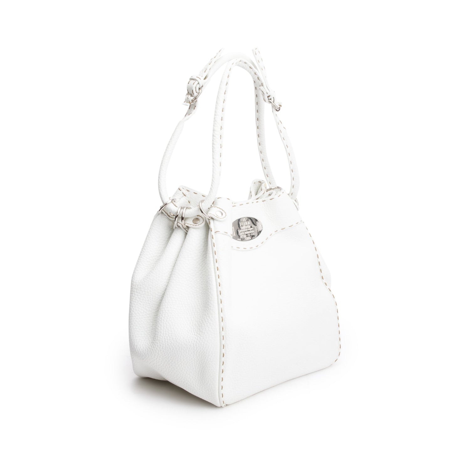 Fendi Selleria Bag Leather White Bucket Bag