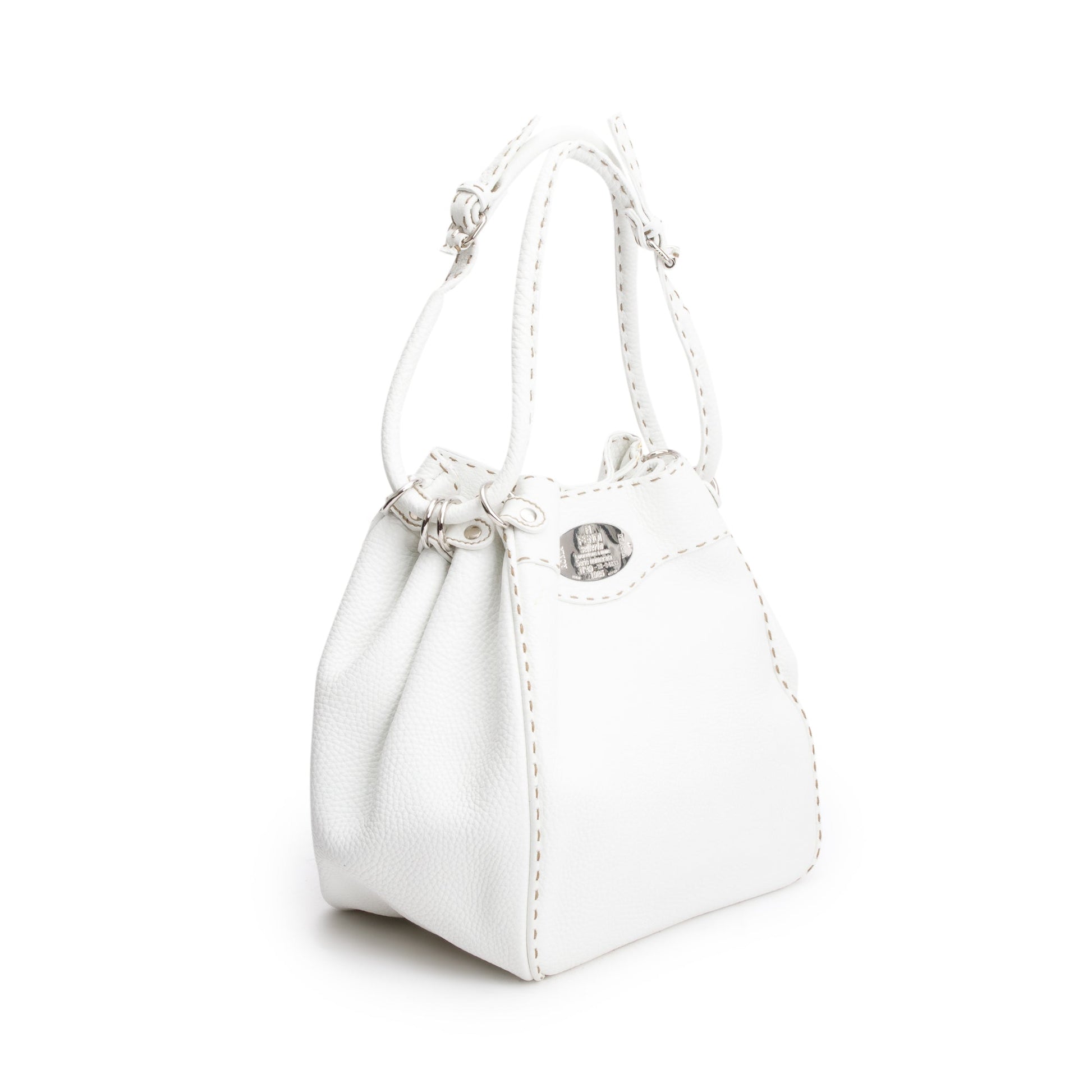 Fendi Selleria Bag Leather White Bucket Bag