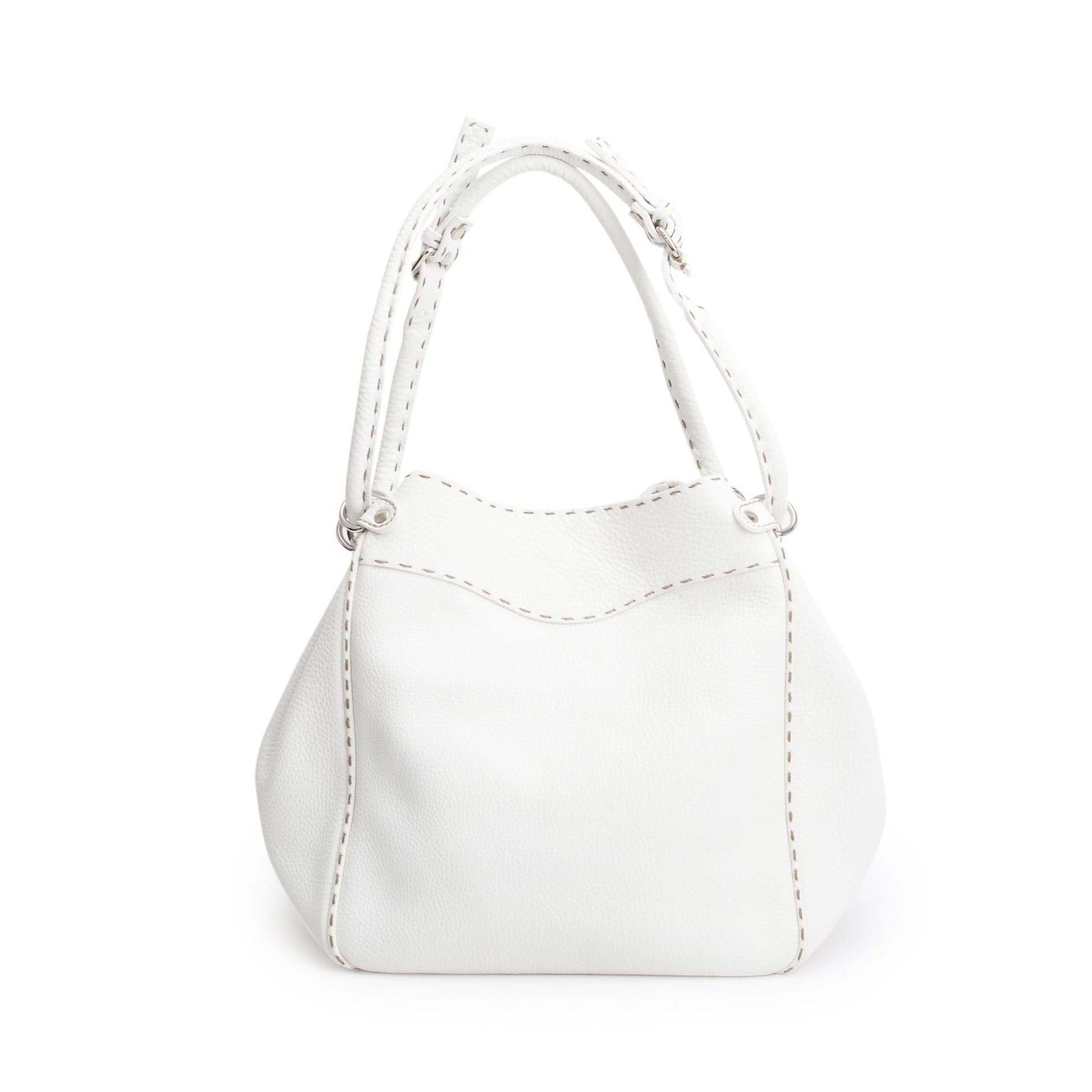Fendi Selleria Bag Leather White Bucket Bag