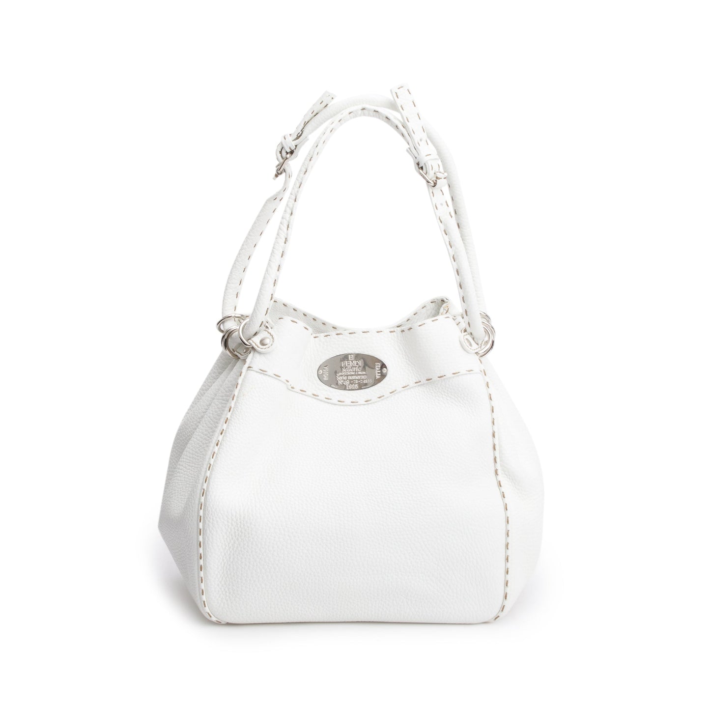 Fendi Selleria Bag Leather White Bucket Bag