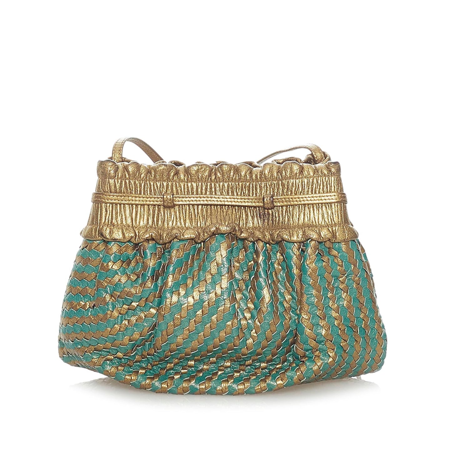 Fendi Bag Shg Leather Woven Bucket Shoulder Bag