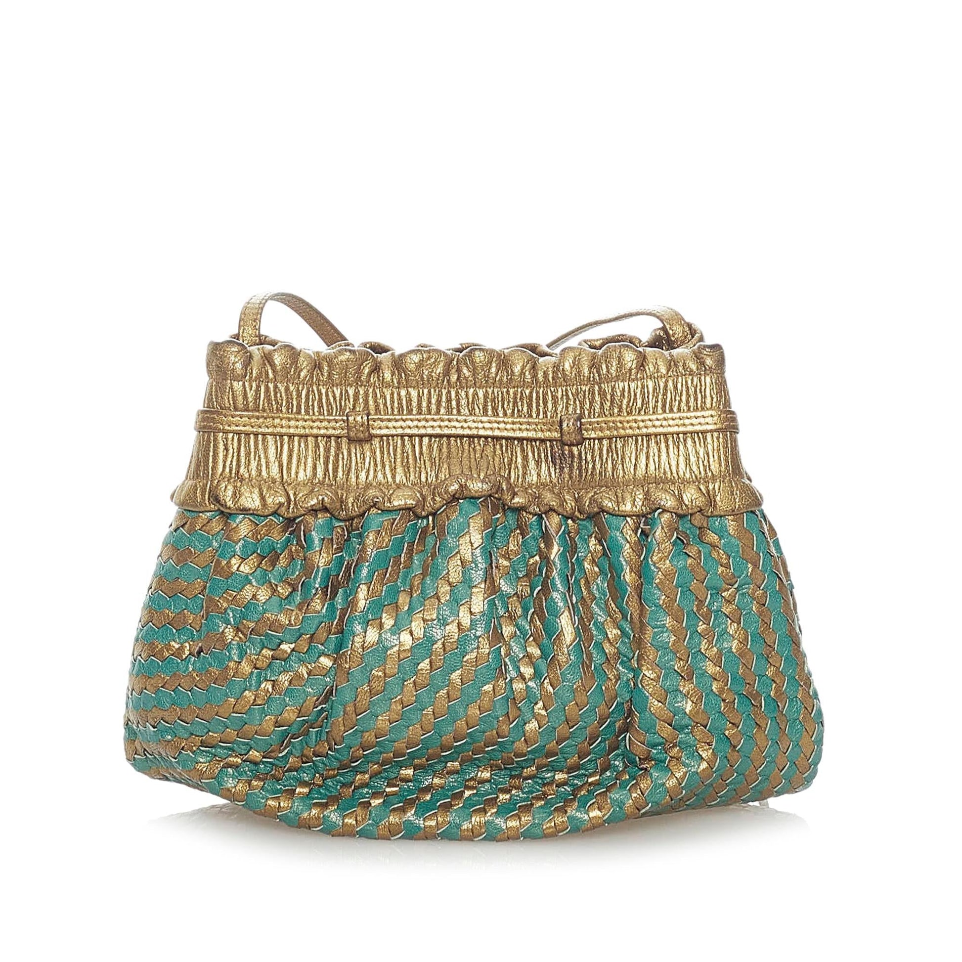 Fendi Bag Shg Leather Woven Bucket Shoulder Bag