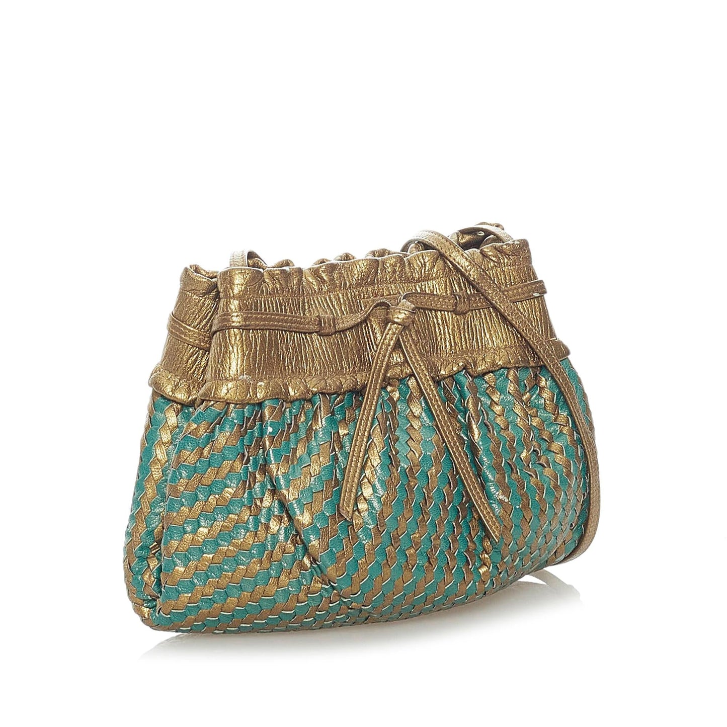 Fendi Bag Shg Leather Woven Bucket Shoulder Bag
