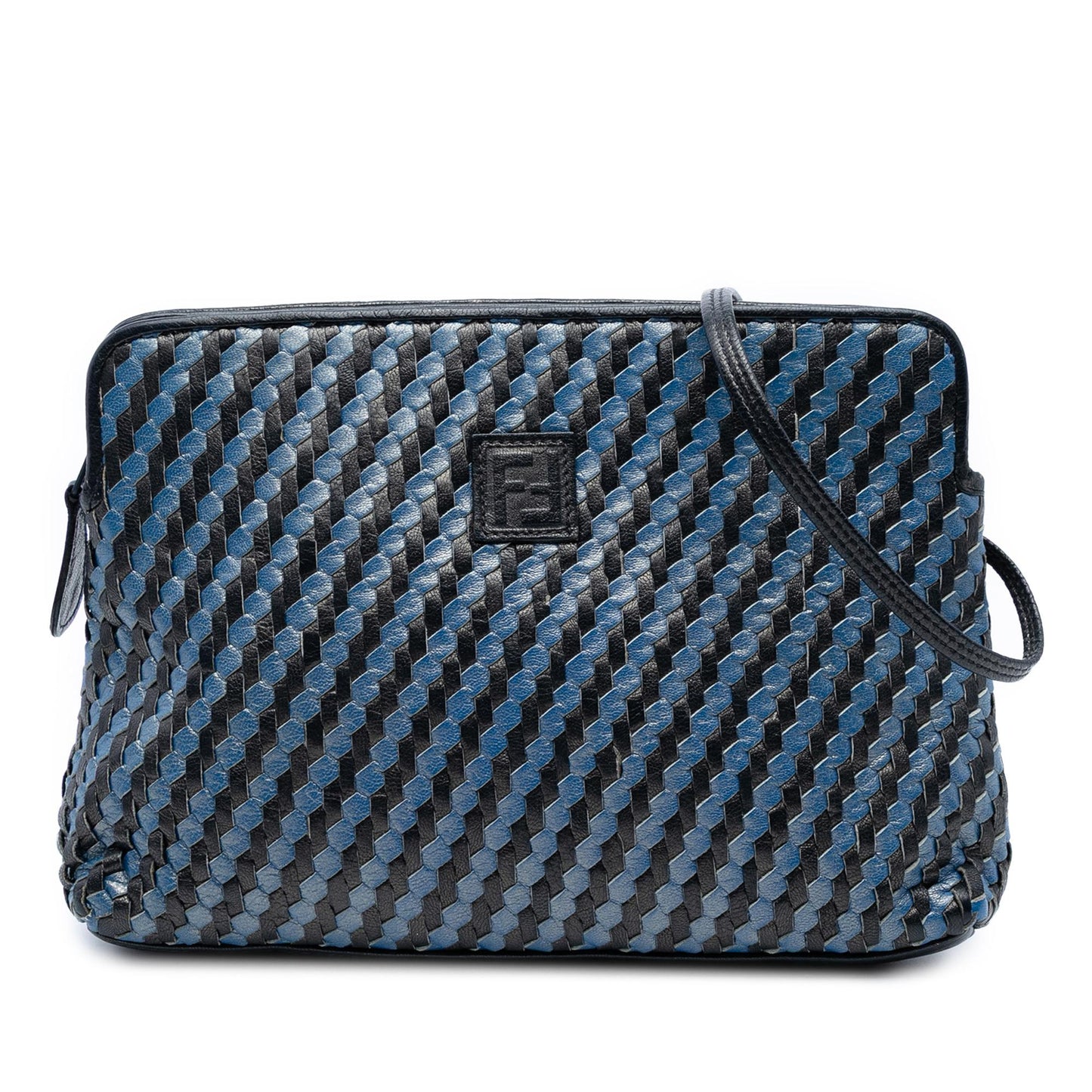 Fendi Ff Crossbody Leather Woven Crossbody Bag