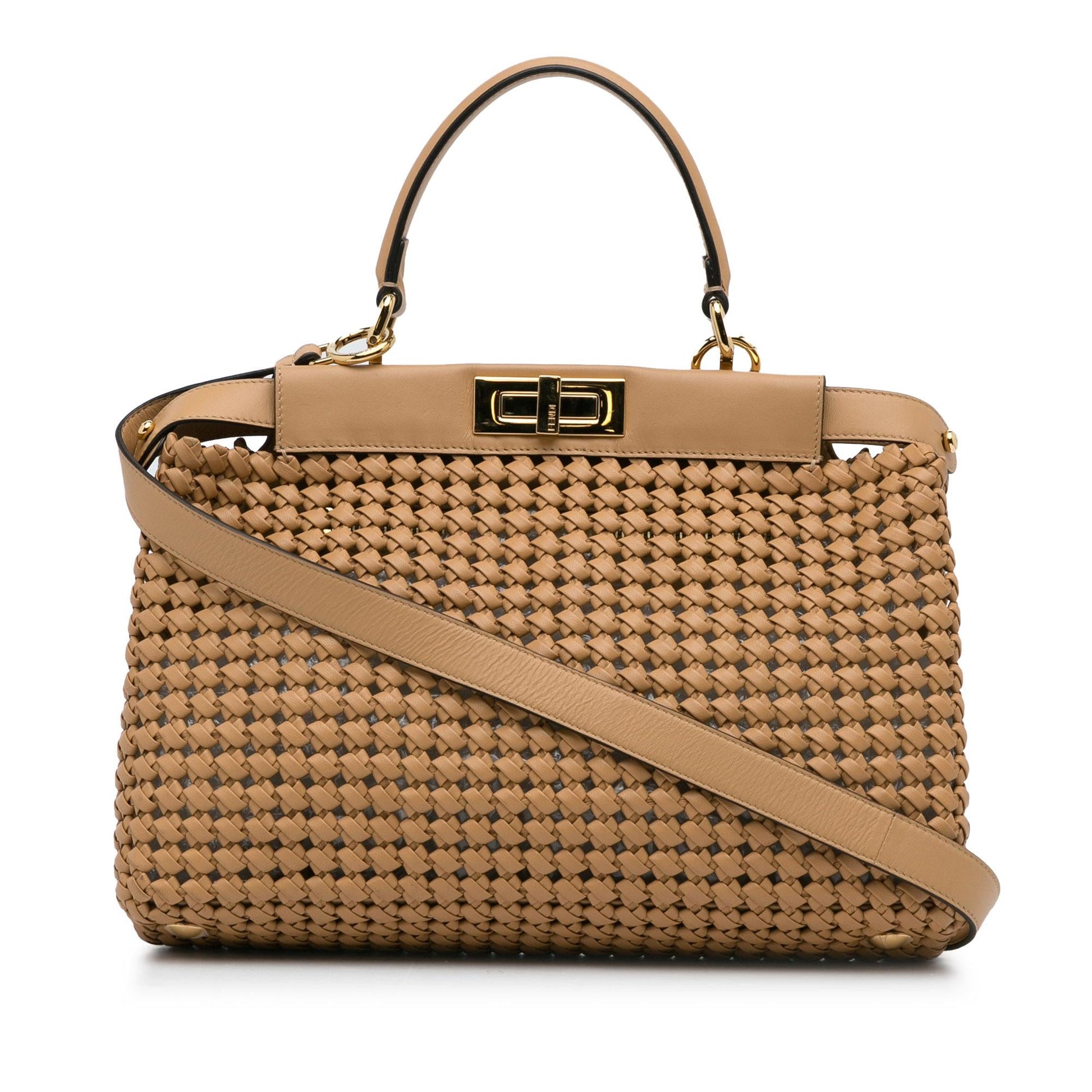 Fendi Peekaboo Satchel Shg 7Fz4Ti Woven Satchel Bag