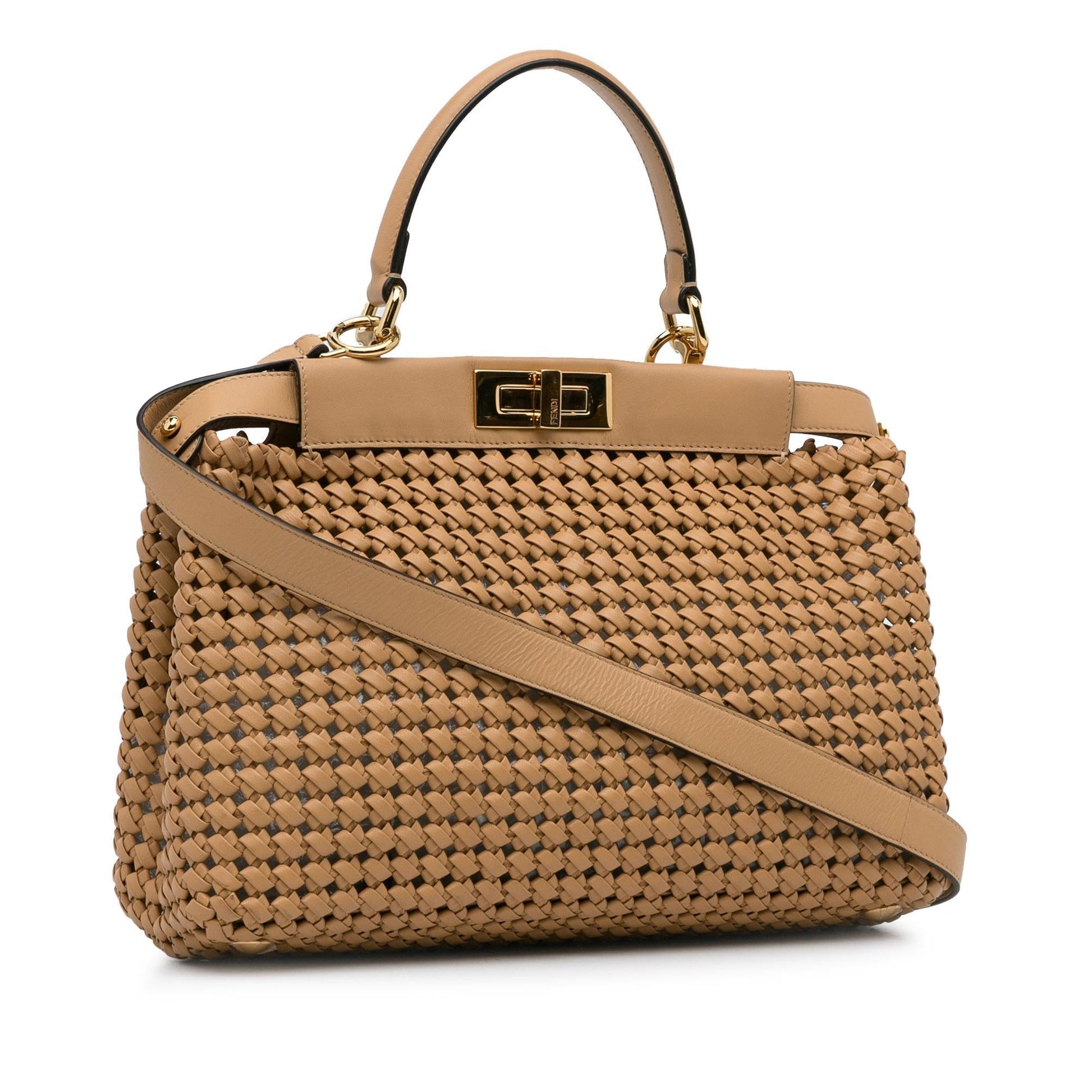 Fendi Peekaboo Satchel Shg 7Fz4Ti Woven Satchel Bag