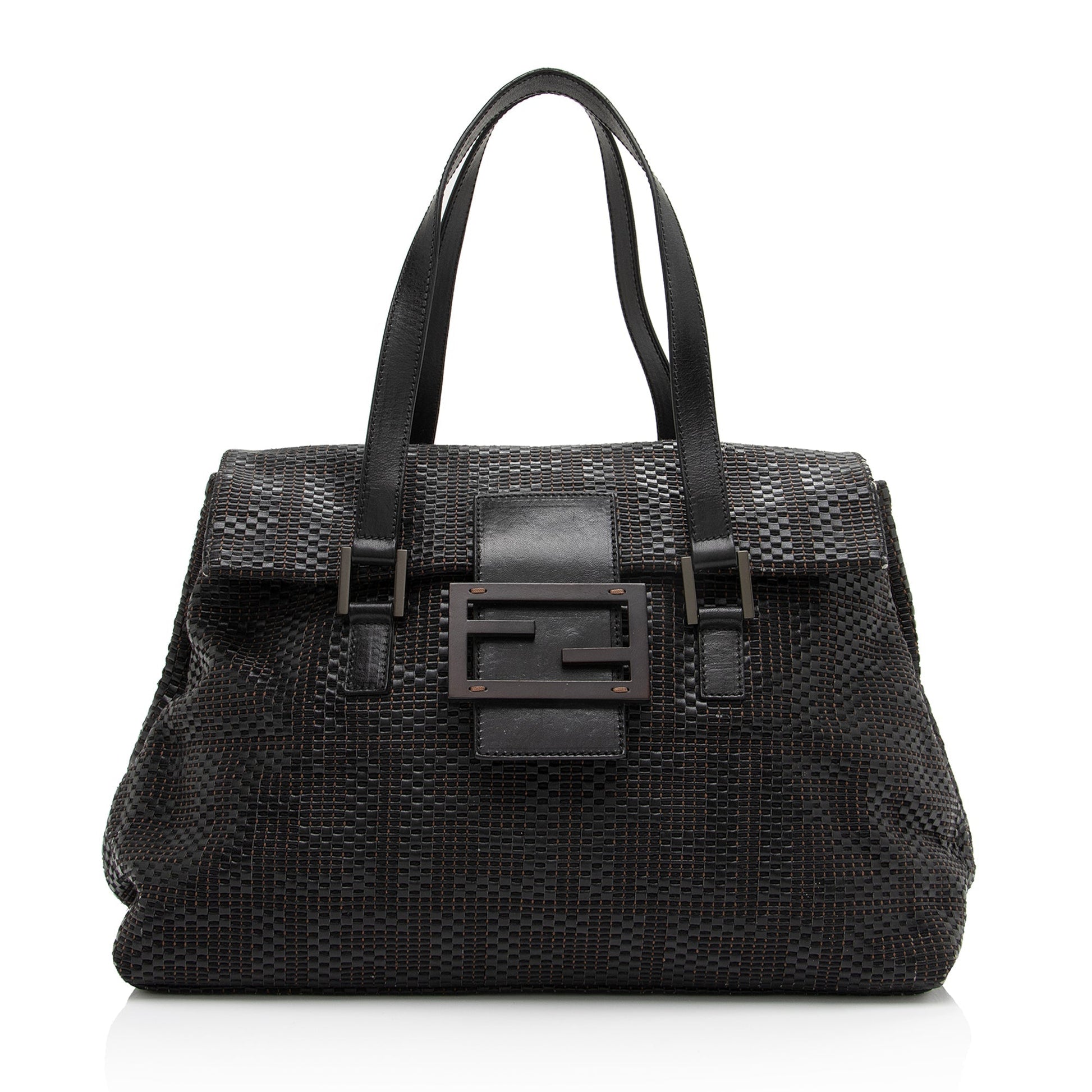 Fendi Zucca Forever Shoulder Bag Shf Qqfmfo Leather Large Woven