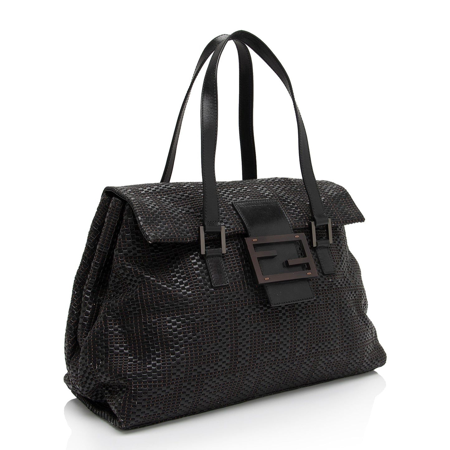 Fendi Zucca Forever Shoulder Bag Shf Qqfmfo Leather Large Woven