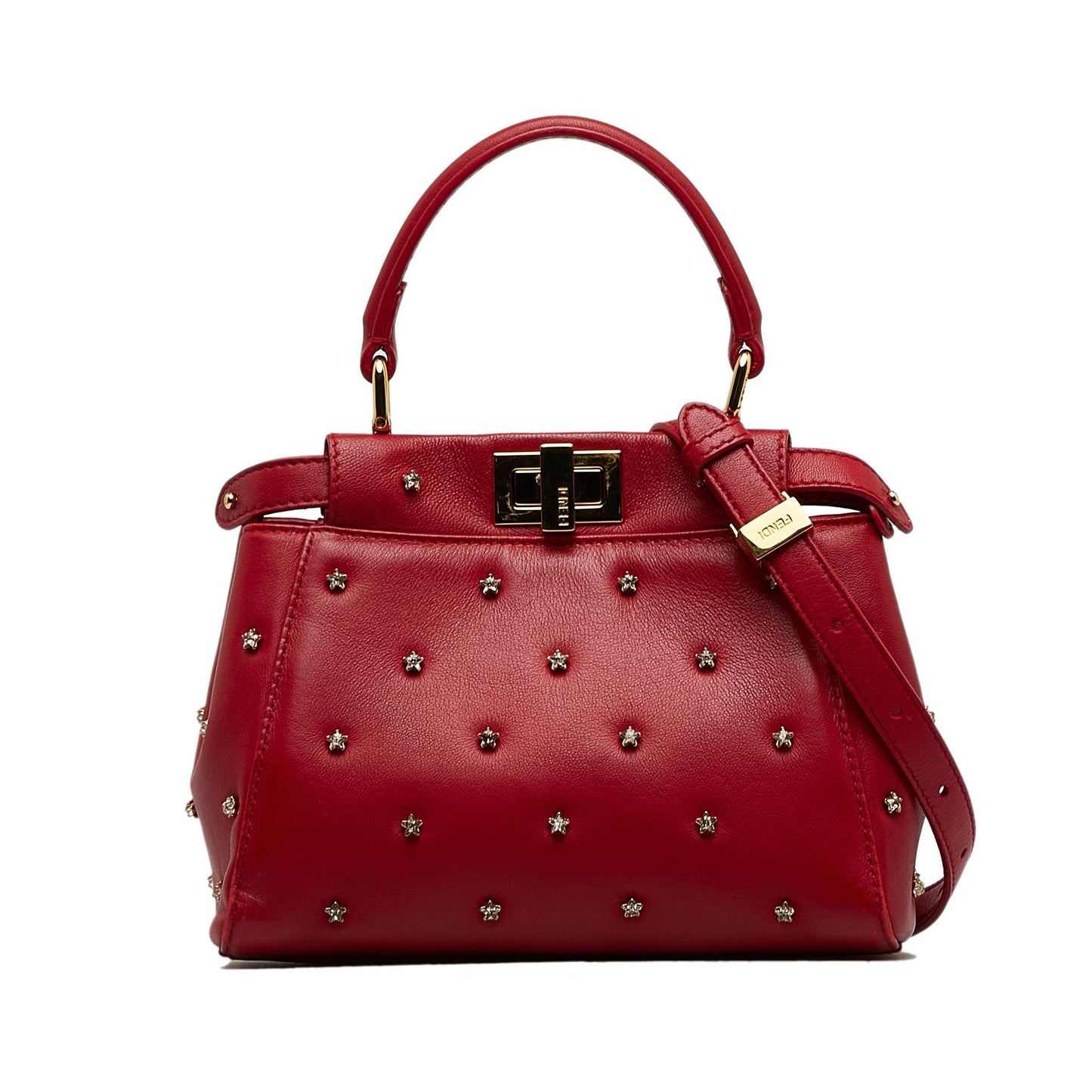 Fendi Xs Studded Crystal Stars Peekaboo Iconic Satchel Shg Satchel Bag