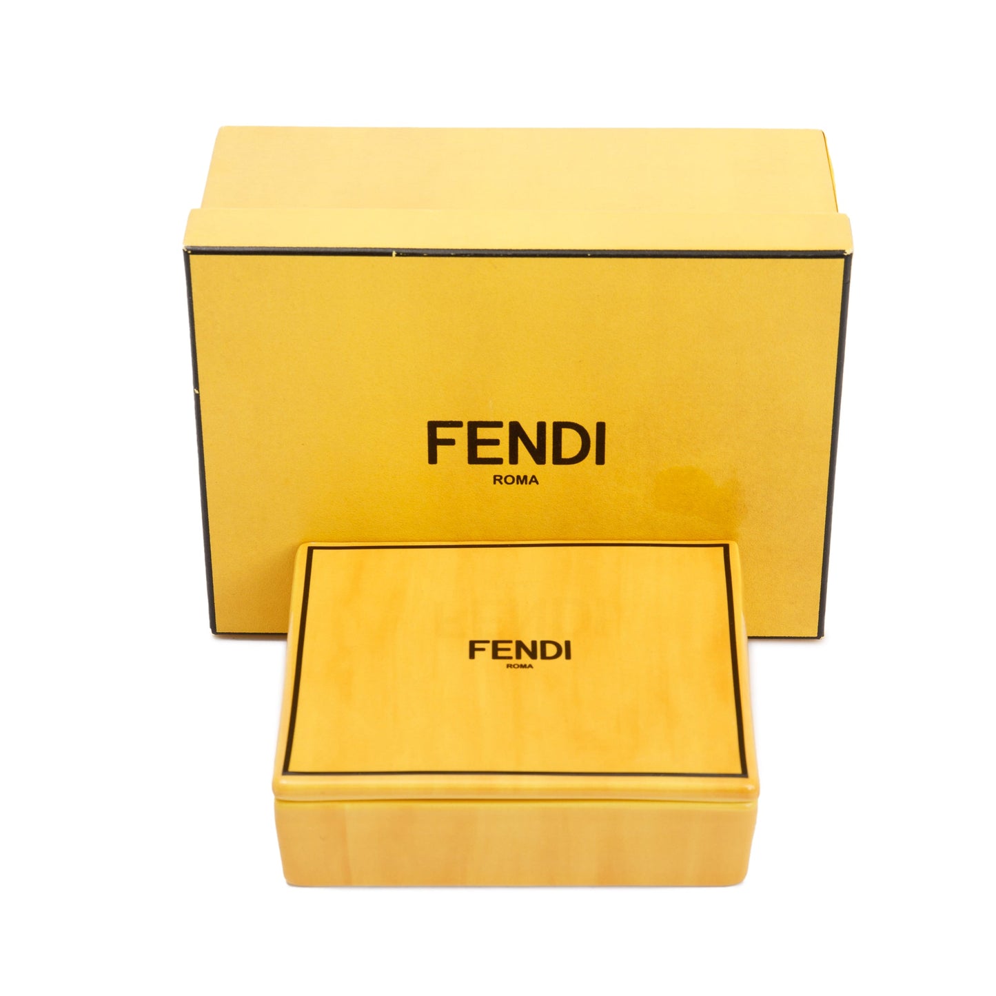 Fendi Yellow Ceramic Covered Box Travel Bag