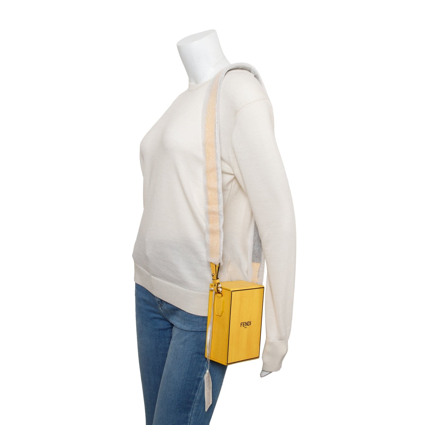 Fendi Yellow Vitello Vertical Box Shoulder Bag Leather