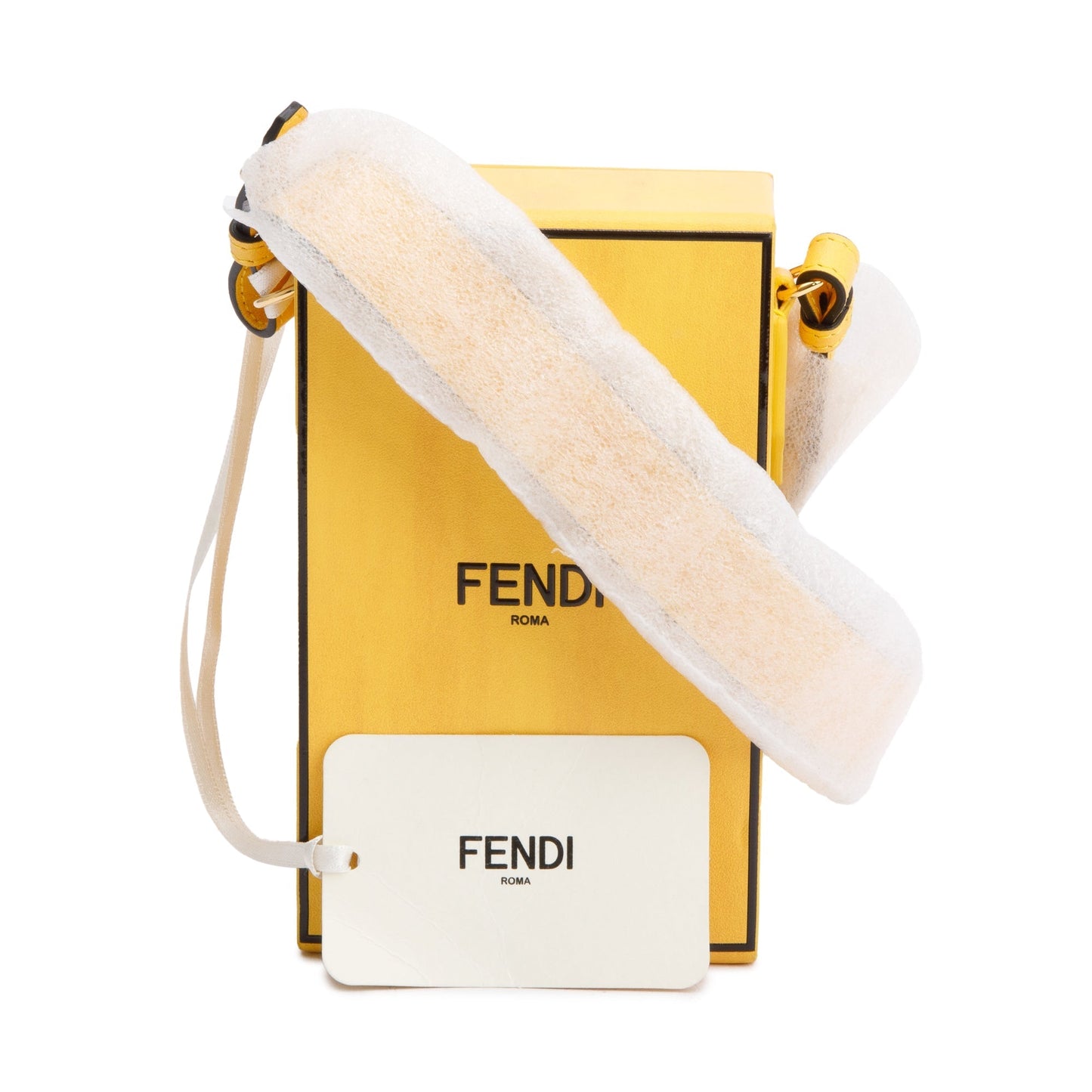 Fendi Yellow Vitello Vertical Box Shoulder Bag Leather