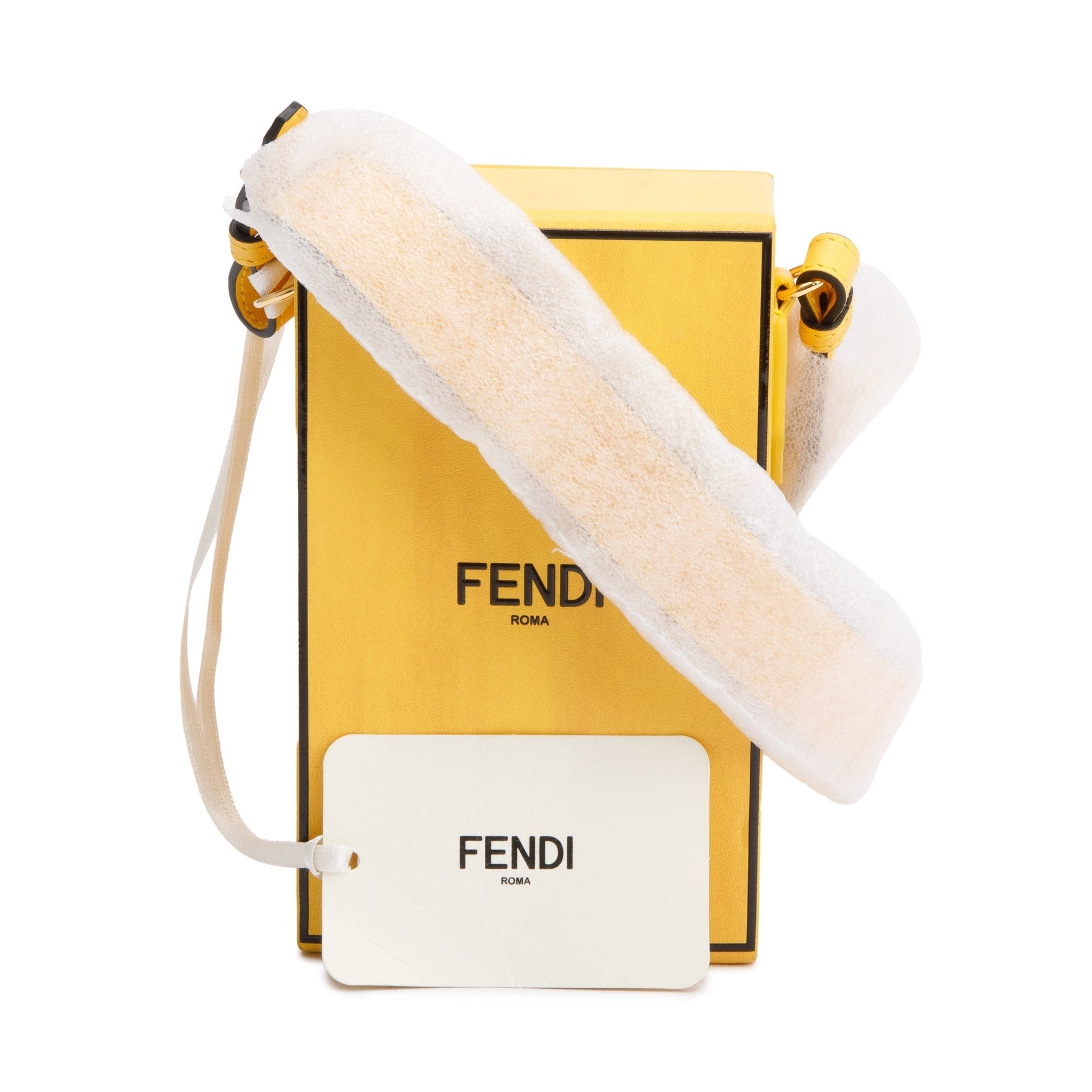 Fendi Yellow Vitello Vertical Box Shoulder Bag Leather