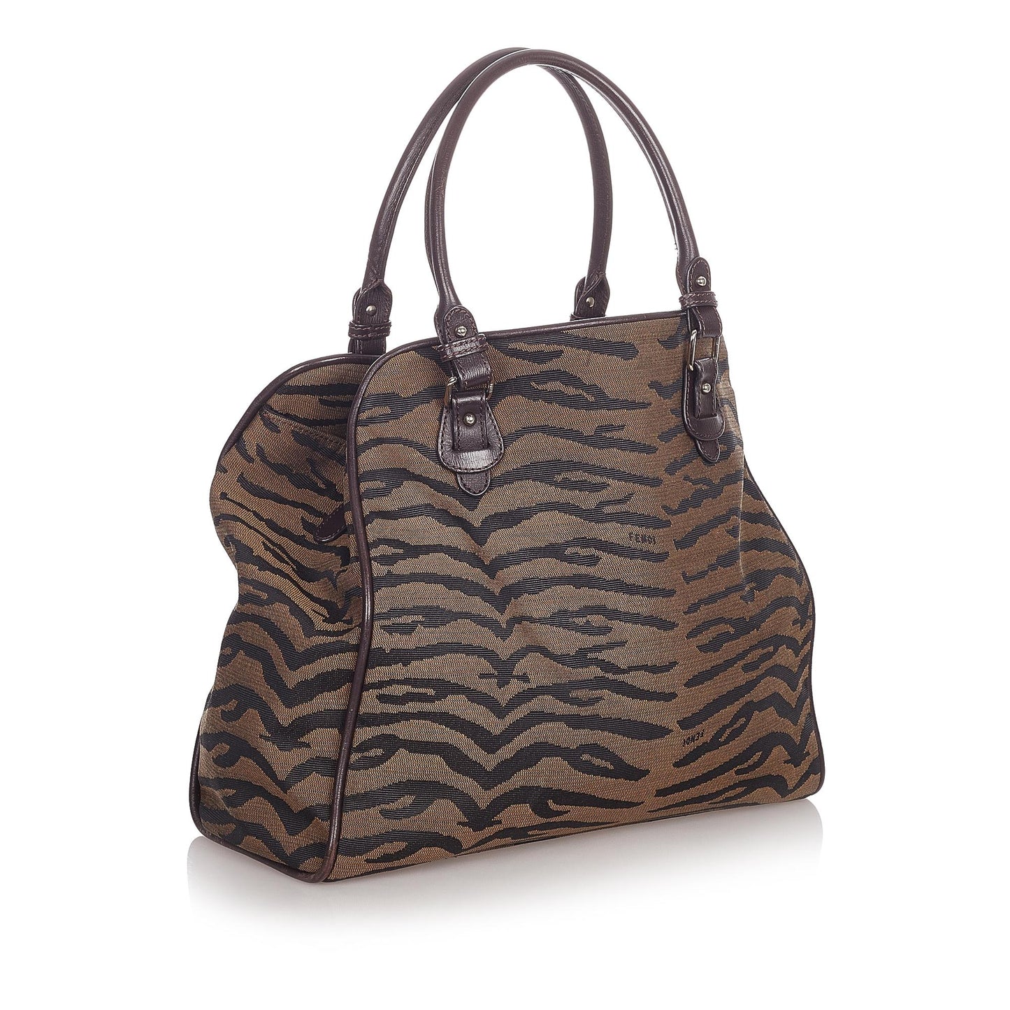 Fendi Zebra Print Handbag Shg Canvas Satchel Bag