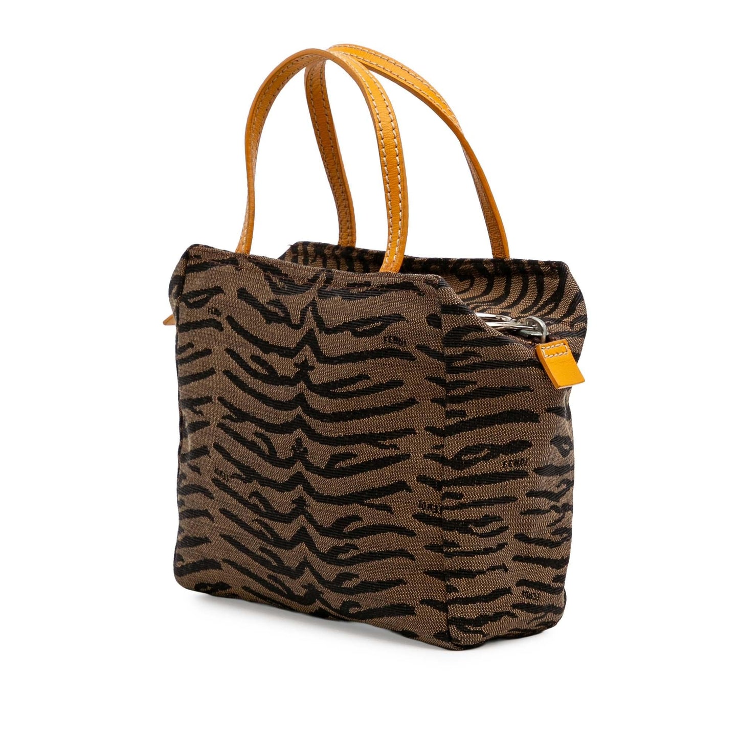 Fendi Zebra Print Handbag Canvas Satchel Bag Print Canvas Handbag