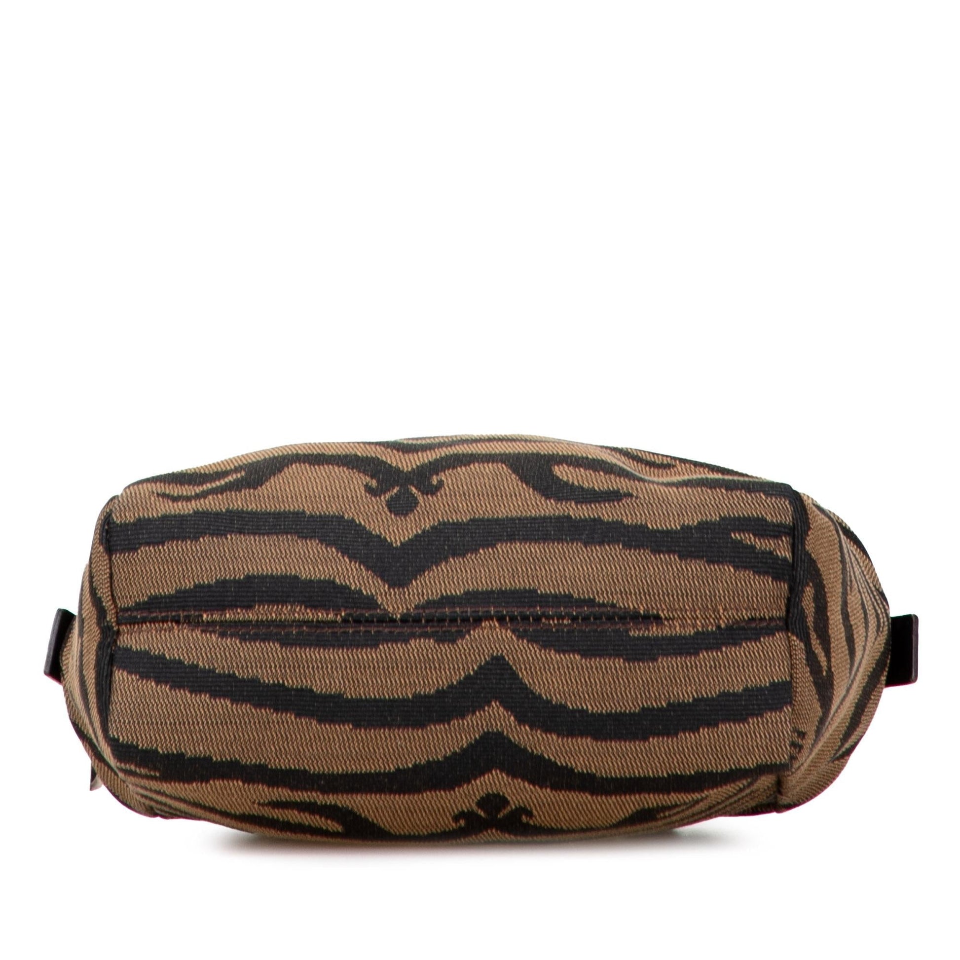 Fendi Zebra Print Handbag Canvas Satchel Bag