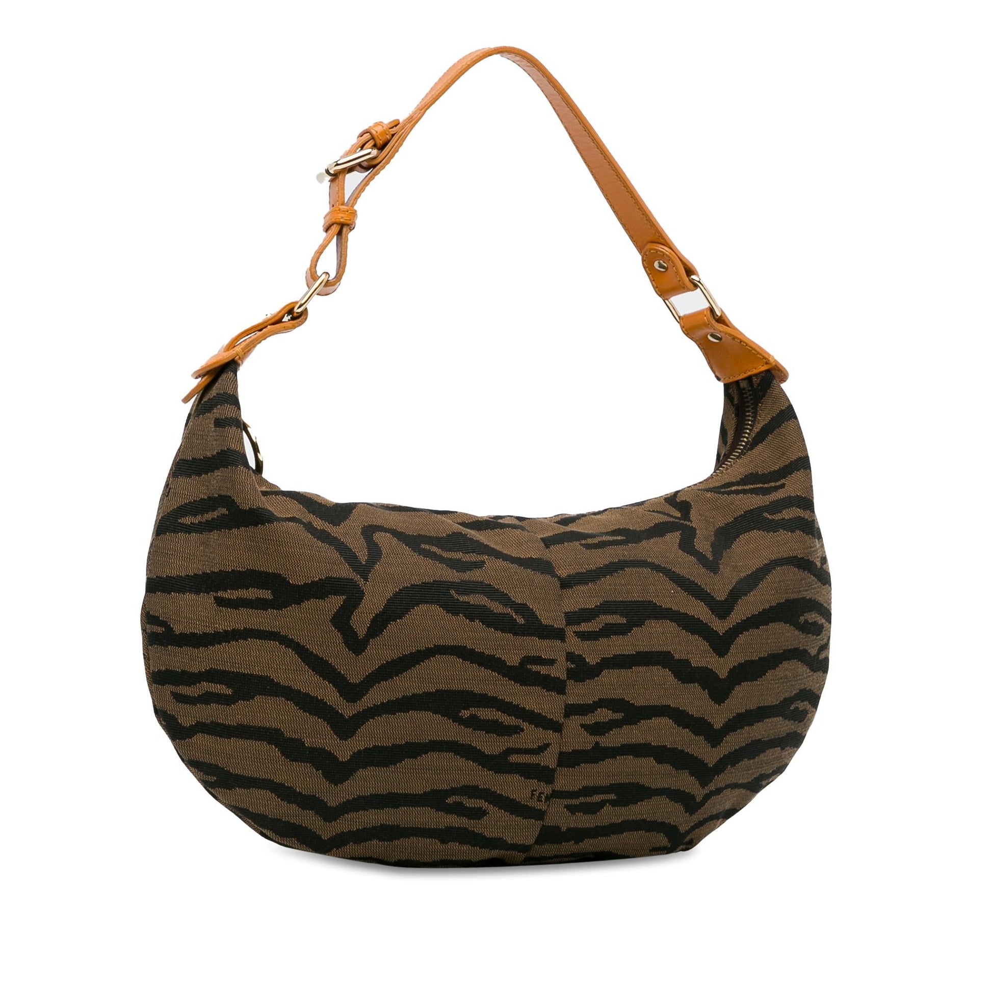 Fendi Zebra Print Hobo Shg Rszlfy Canvas Shoulder Bag