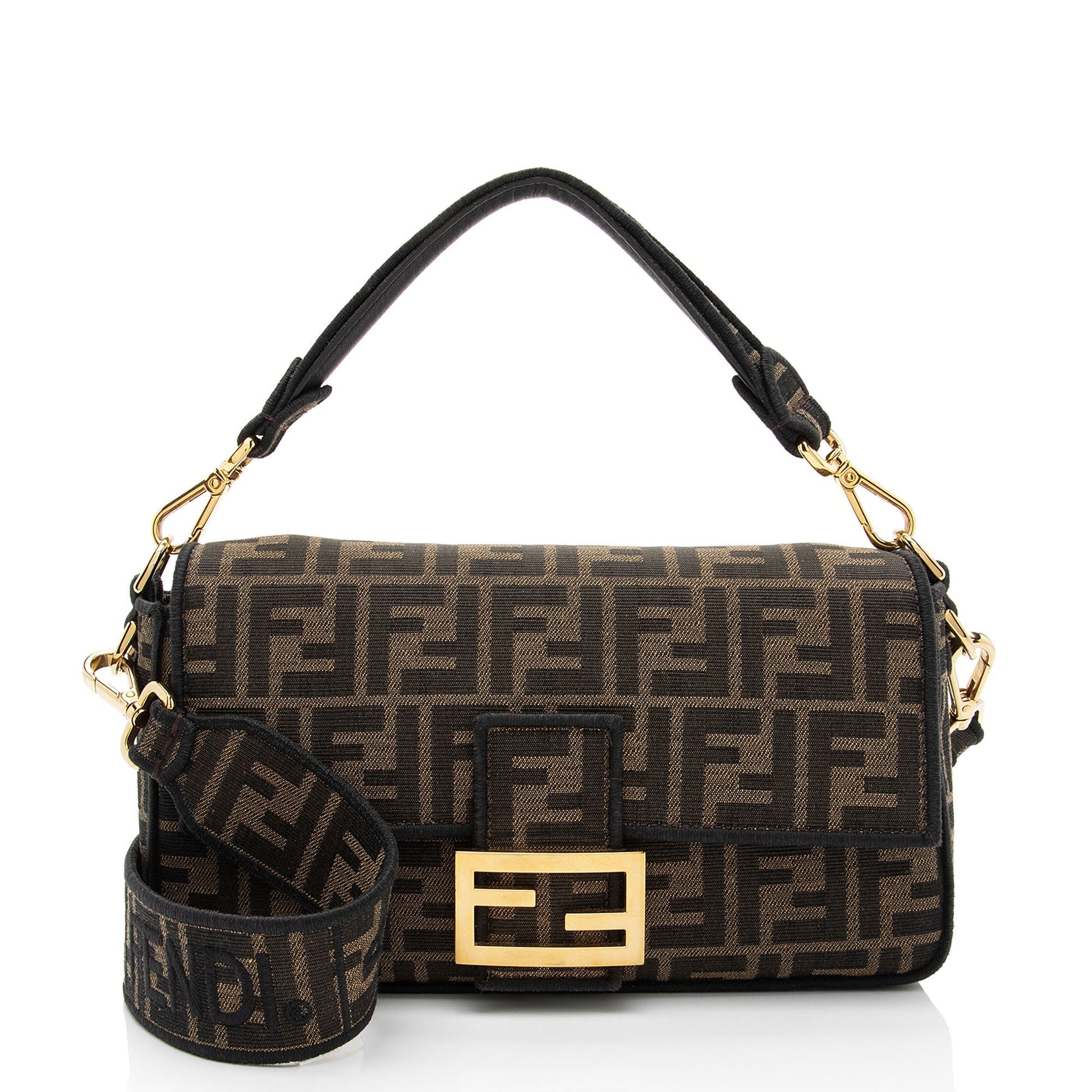 Fendi Zucca Calfskin Baguette Shoulder Bag Shf J0Qlam