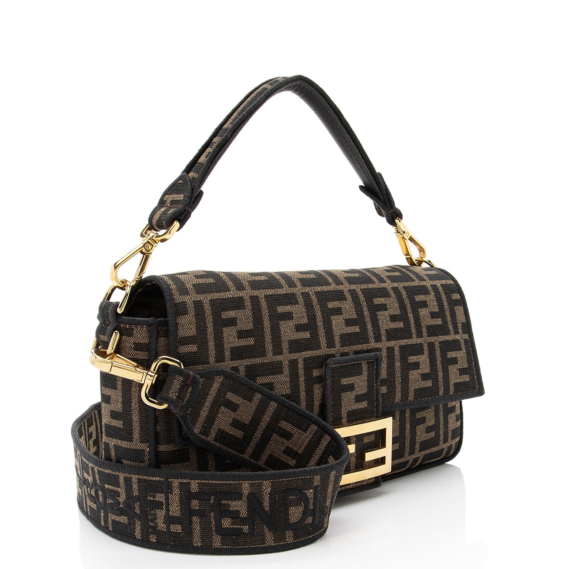 Fendi Zucca Calfskin Baguette Shoulder Bag Shf J0Qlam