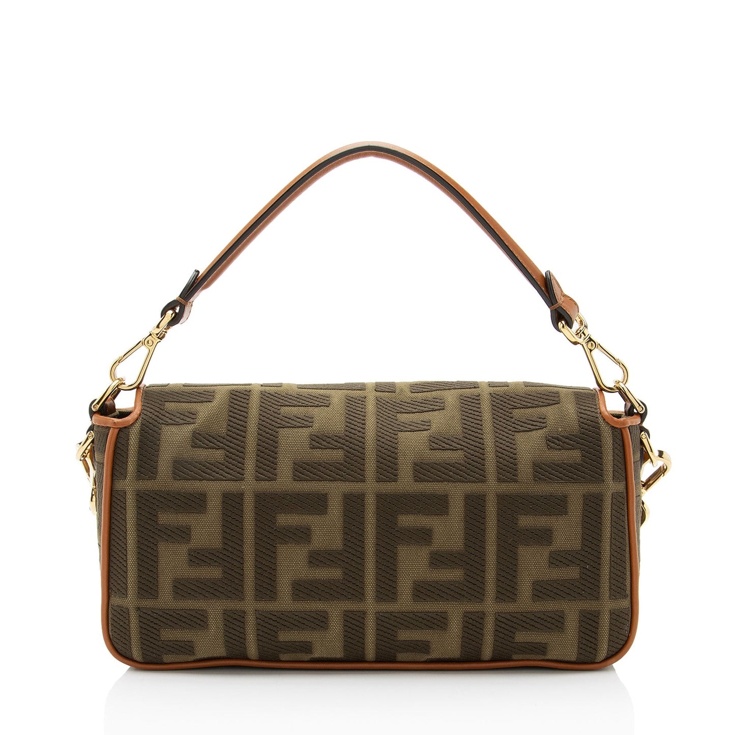 Fendi Zucca Calfskin Baguette Shoulder Bag