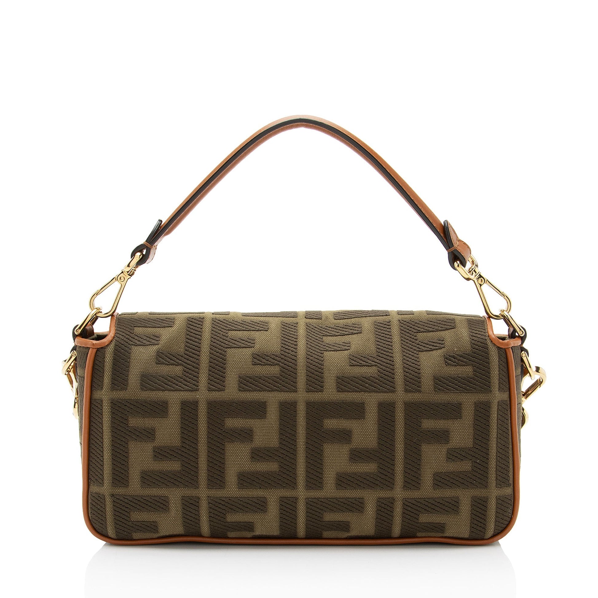 Fendi Zucca Calfskin Baguette Shoulder Bag