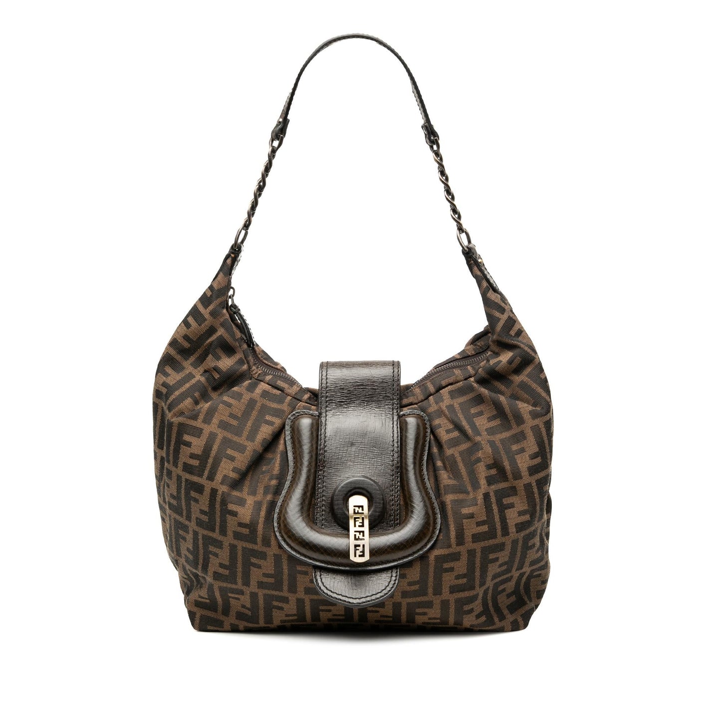 Fendi Zucca Borsa Hobo Canvas Shoulder Bag