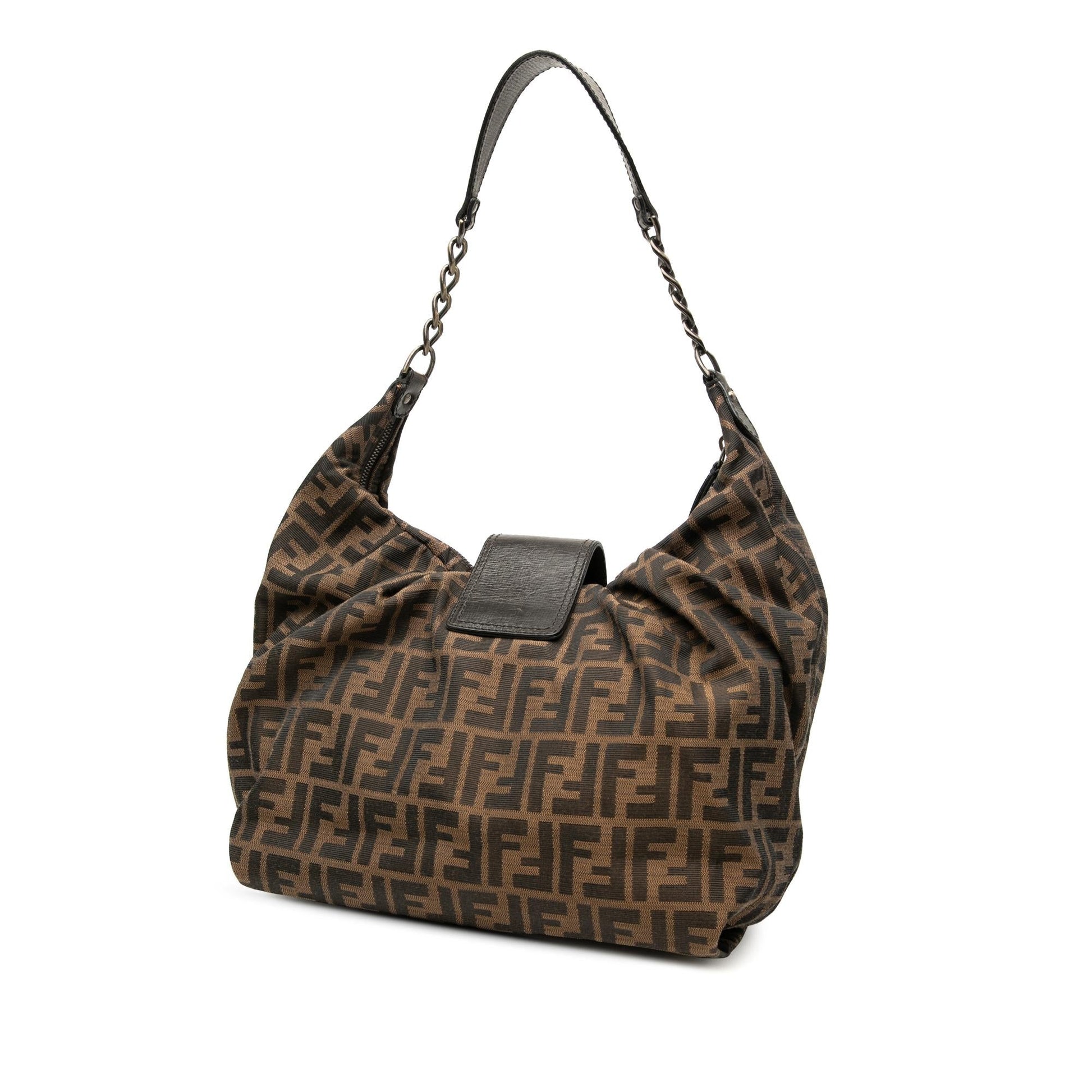 Fendi Zucca Borsa Hobo Canvas Shoulder Bag
