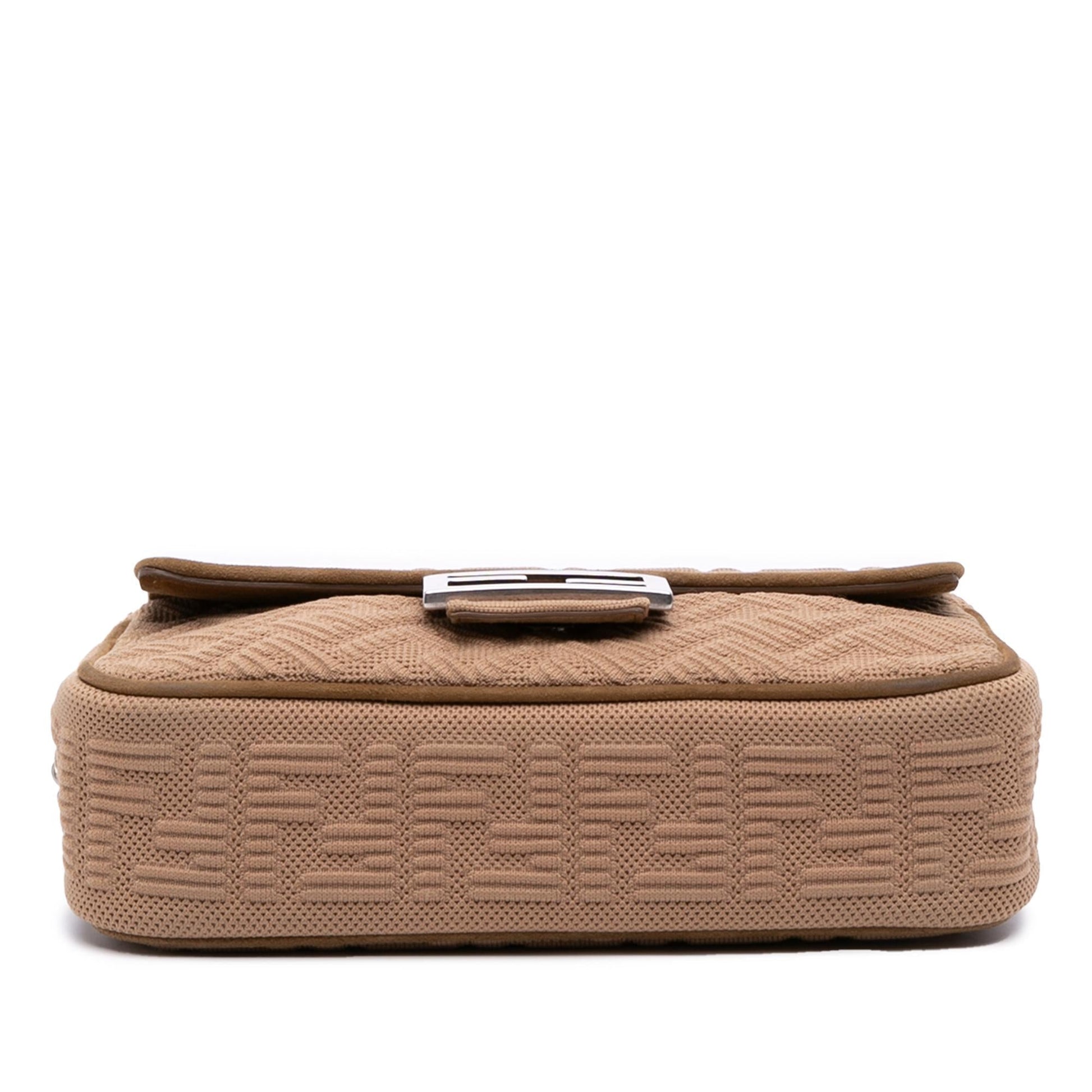 Fendi Zucca Midi Baguette Satchel Bag Canvas Chain