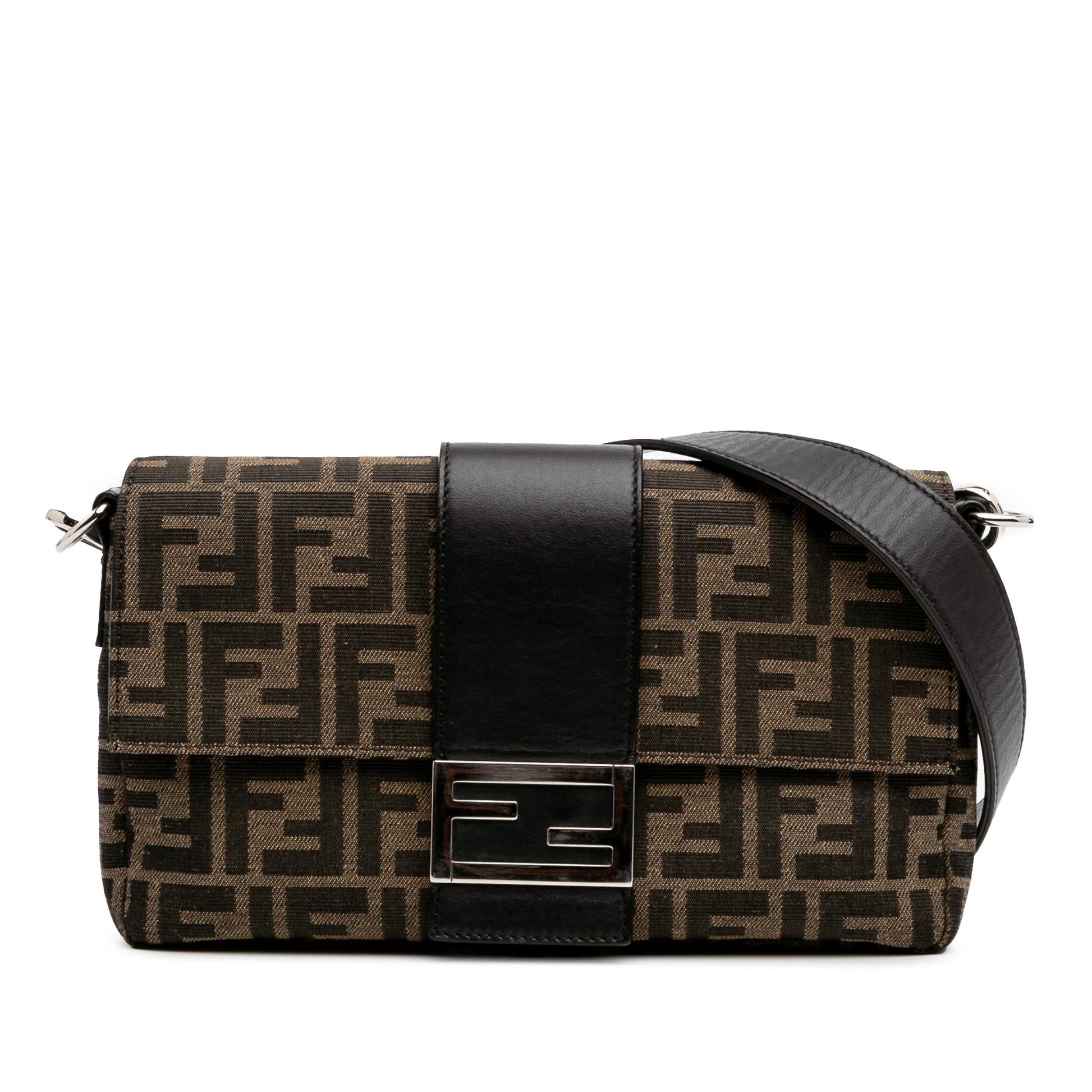 Fendi Zucca Convertible Baguette Satchel Canvas Satchel Bag