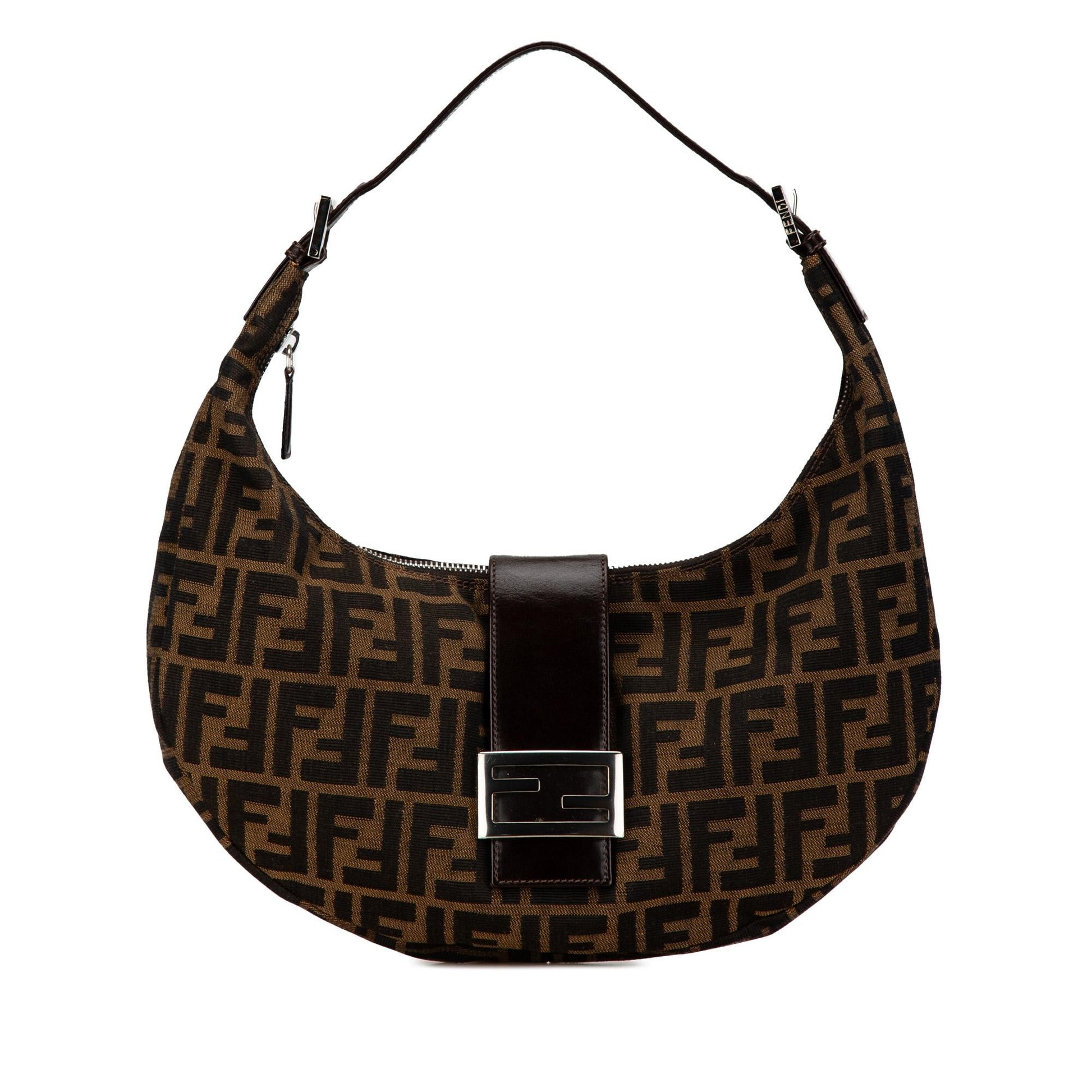Fendi Zucca Croissant Hobo Shg Prbqrm Canvas Shoulder Bag