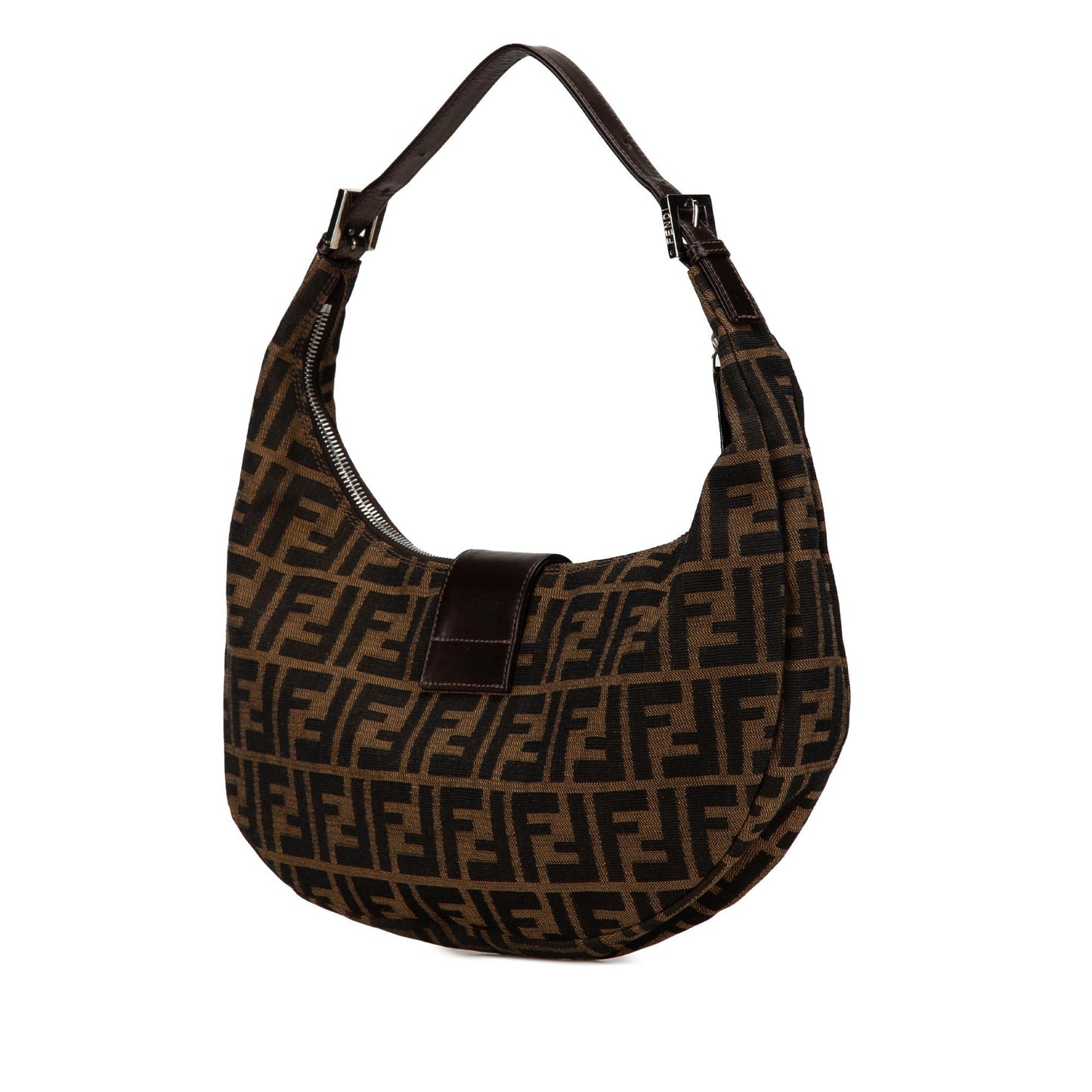 Fendi Zucca Croissant Hobo Shg Prbqrm Canvas Shoulder Bag
