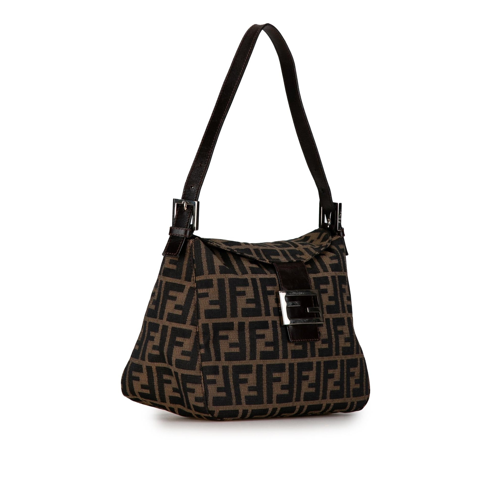 Fendi Zucca Double Mamma Shg Jalfti Shoulder Bag Canvas Flap