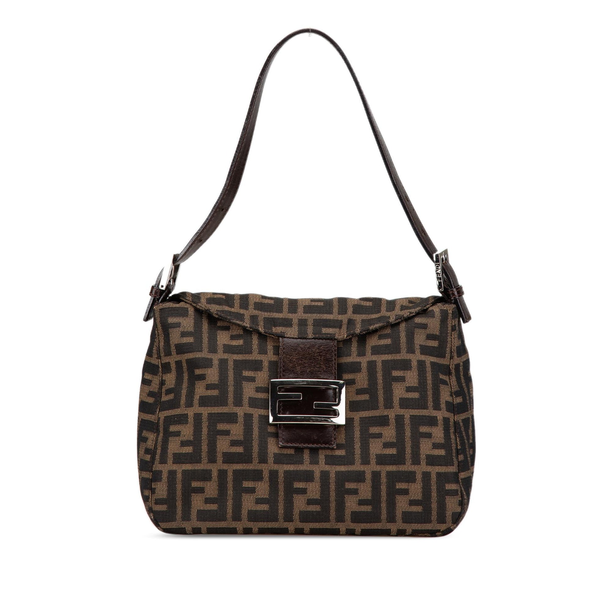Fendi Zucca Double Mamma Shg D31Esp Shoulder Bag Canvas Flap