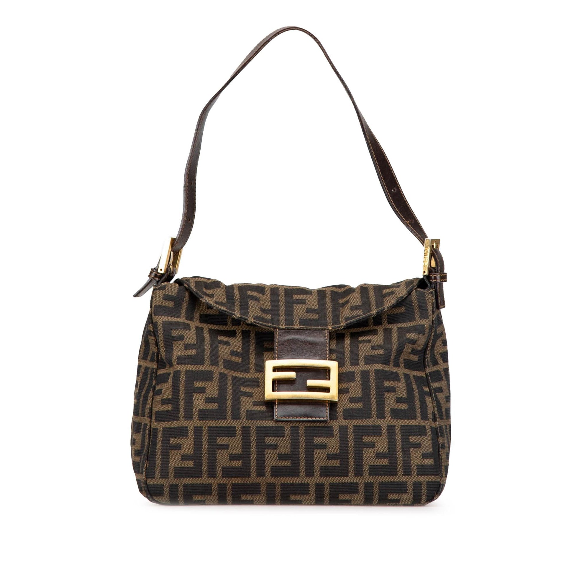 Fendi Zucca Double Shoulder Bag Shg Yawuve Canvas Flap