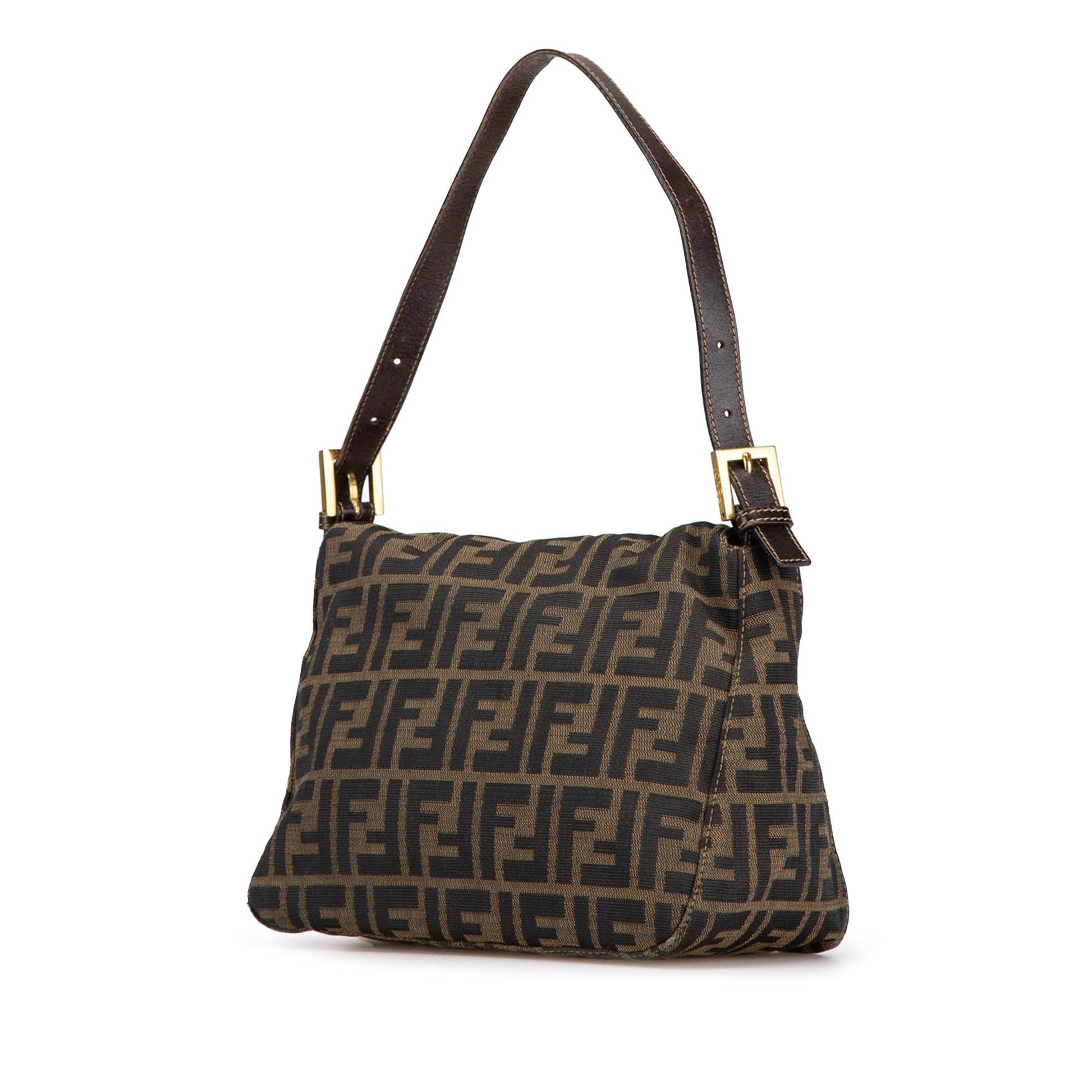 Fendi Zucca Double Shoulder Bag Shg Yawuve Canvas Flap