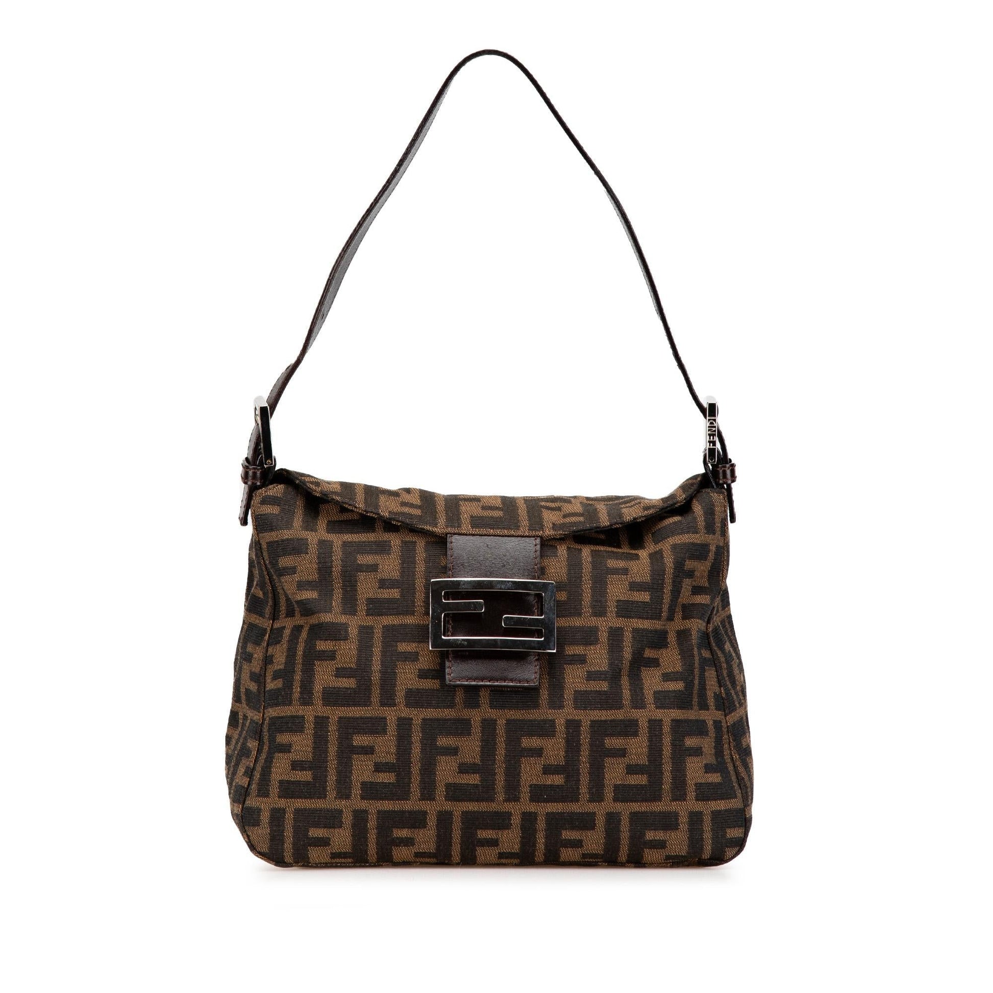 Fendi Zucca Double Shoulder Bag Canvas Flap Flap Shoulder Bag