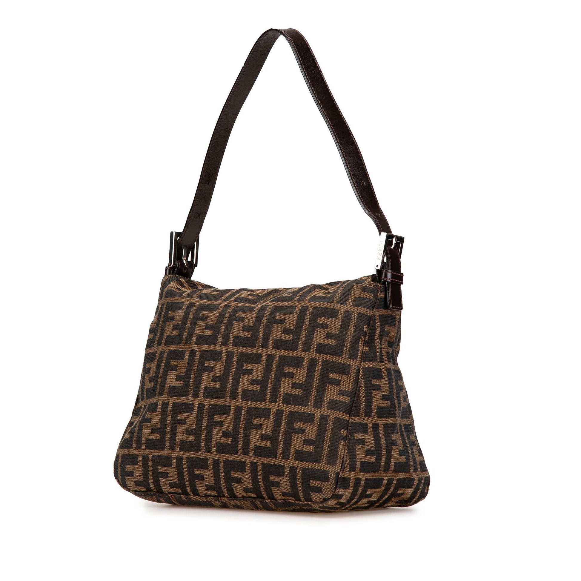 Fendi Zucca Double Shoulder Bag Canvas Flap Flap Shoulder Bag